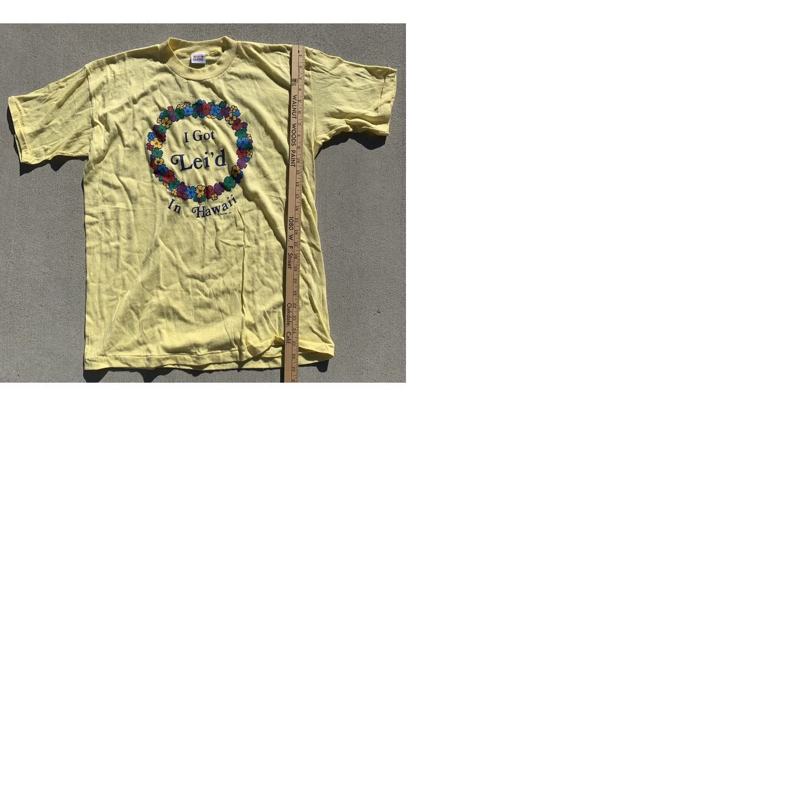 X-LARGE VINTAGE I GOT LEI’D IN HAWAII T-Shirt Poly Tees 1983 size XL single stitch 100% cotton Men T-Shirt Holiday 80s Aloha Hawaiian Size US XL / EU 56 / 4 - 9 Thumbnail