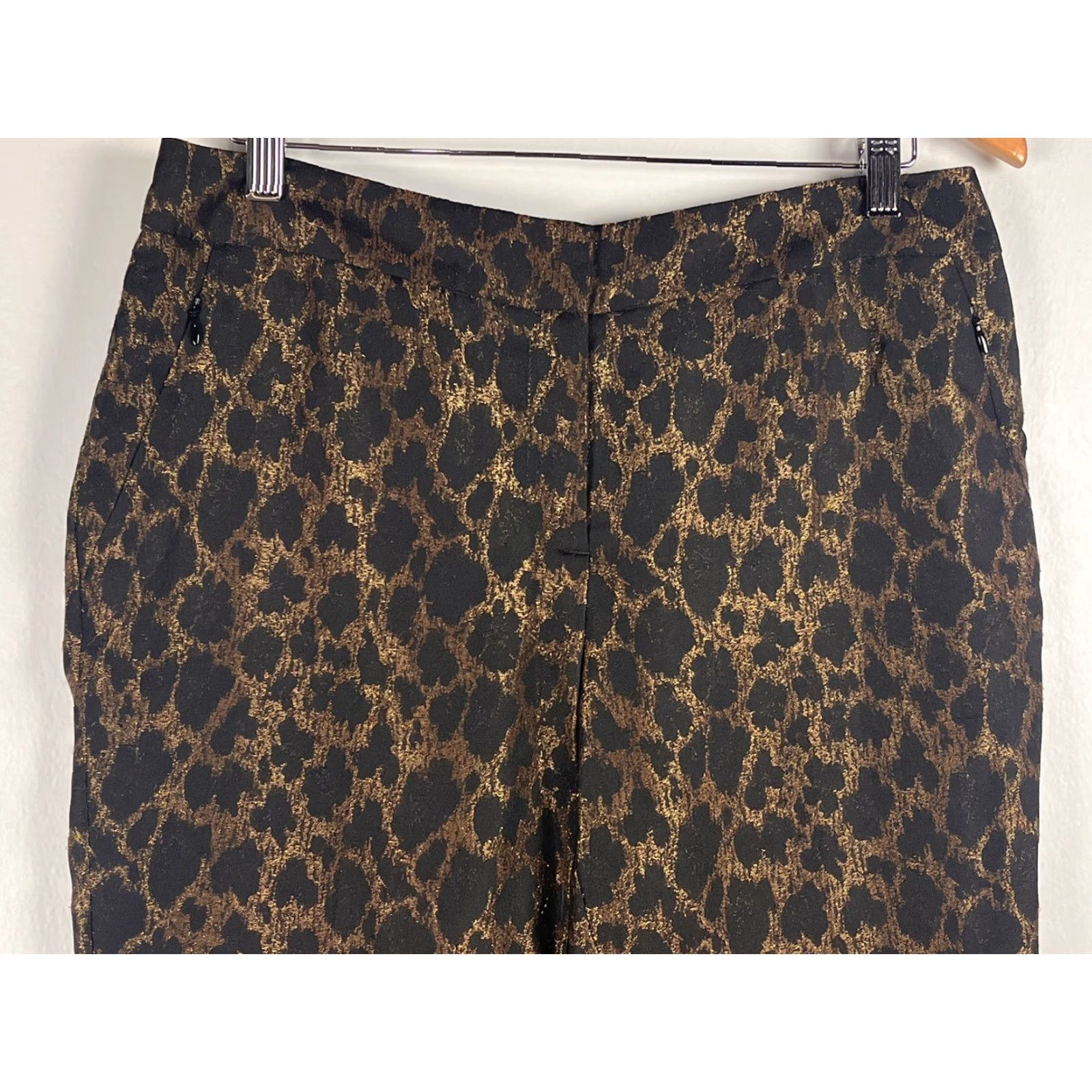 Vintage CHICO'S Animal Print Dress Pants Black Gold Jacquard Women's Size 1 Size 25" / US 0 / IT 36 - 2 Thumbnail
