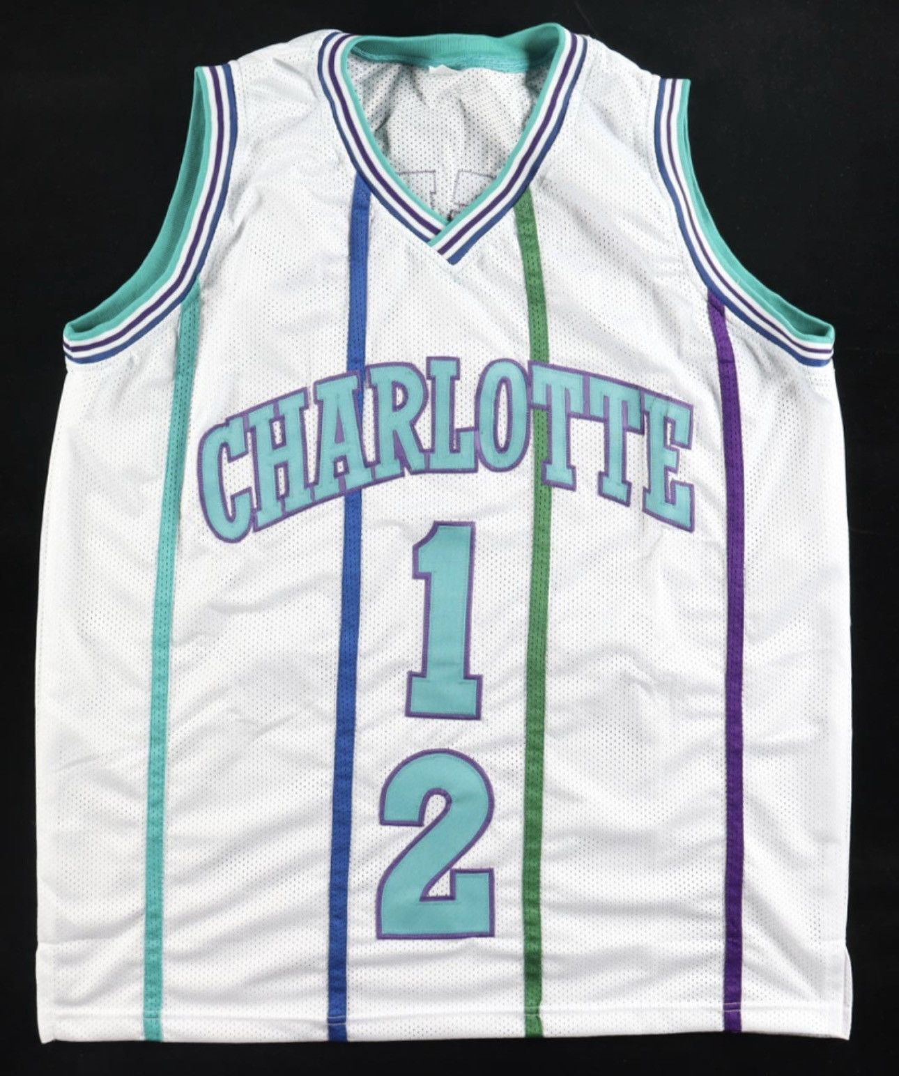 NBA Muggsy Bogues & Larry Johnson Signed Jersey (AWM) COA AUTO Size US XL / EU 56 / 4 - 2 Thumbnail