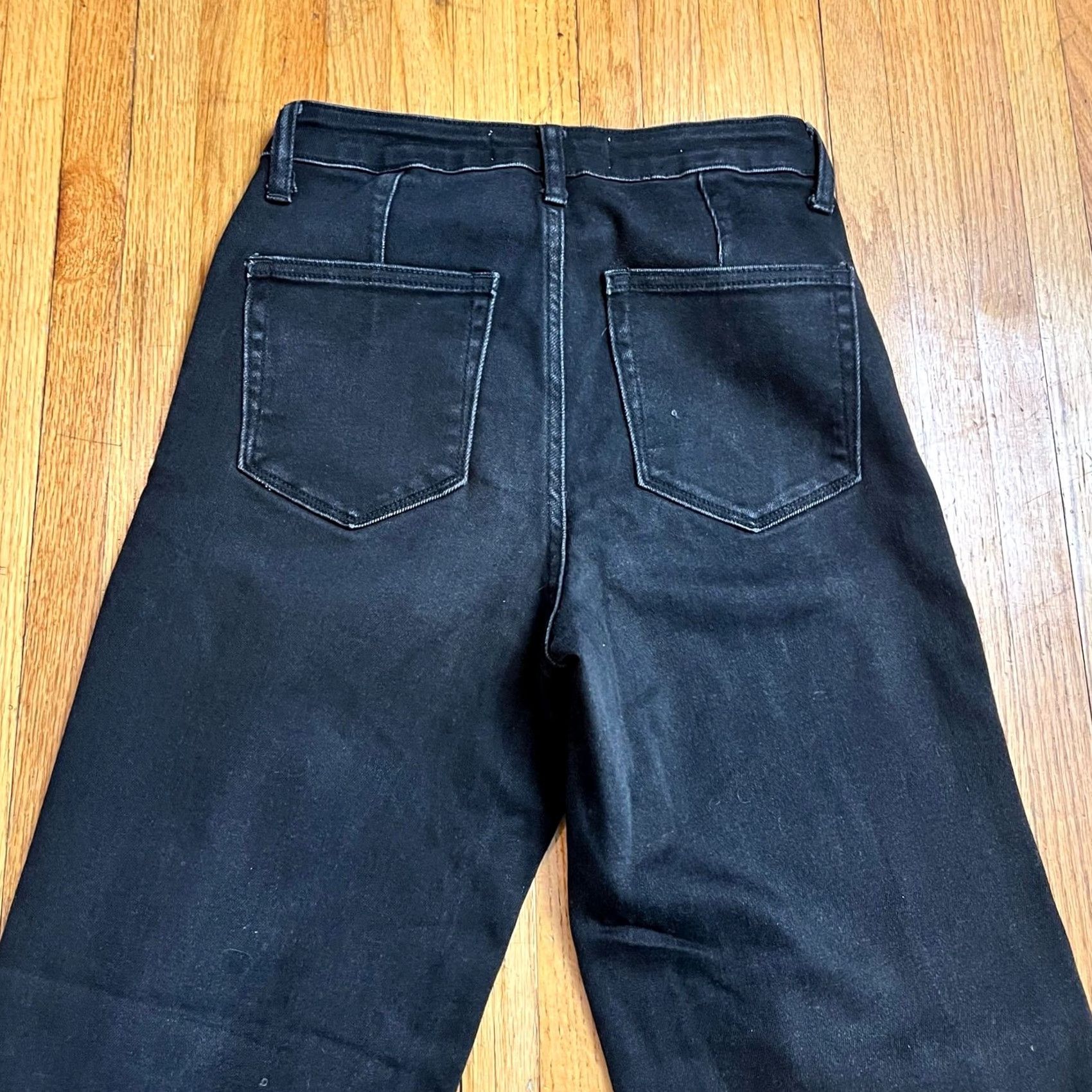 Vintage VINTAGE Bridge by Gly Jeans Women's 26 High Rise Wide Leg Black Pants Raw Hem Womens 26 Regular Black Wide-Leg Jeans 90s? Size 26" / US 2 / IT 38 - 4 Thumbnail