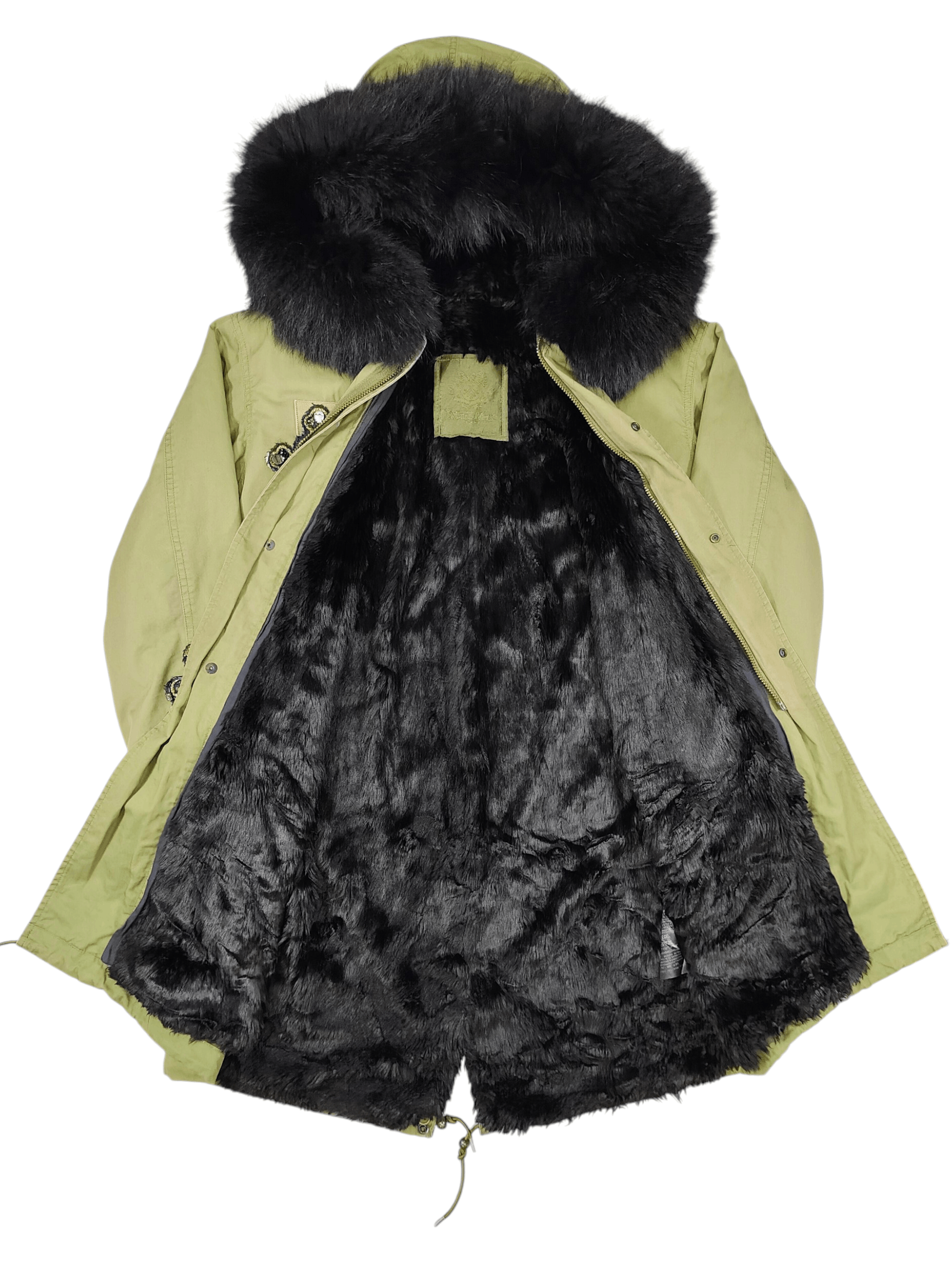 MR & MRS ITALY Mr & Mrs Italy-Beaded Sequin Patch Racoon Fur Military Parka Size US M / EU 48-50 / 2 - 2 Thumbnail