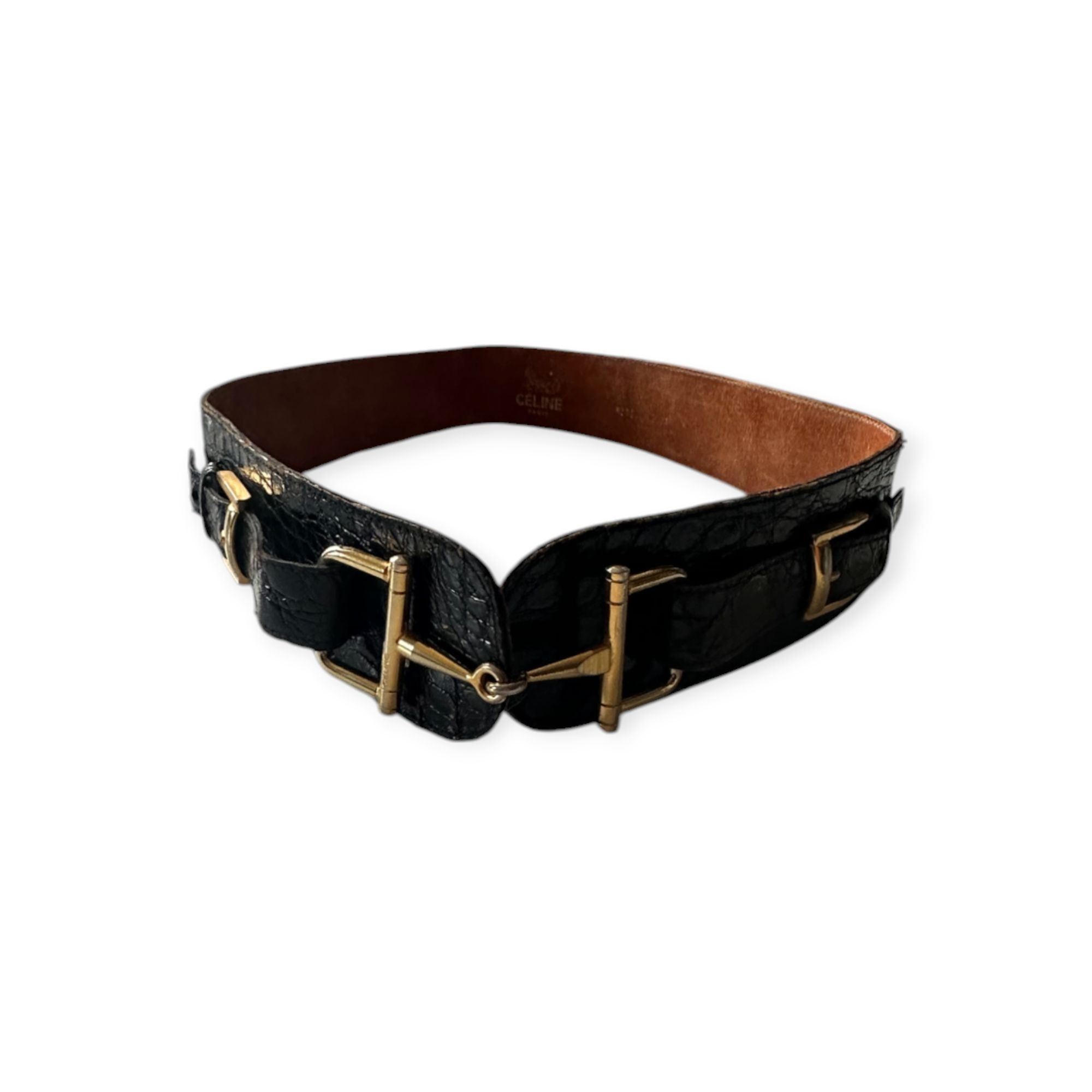 Celine Céline “Chantilly” Croc Horse-Bit Belt 76 cm (Italy) Size ONE SIZE - 3 Thumbnail