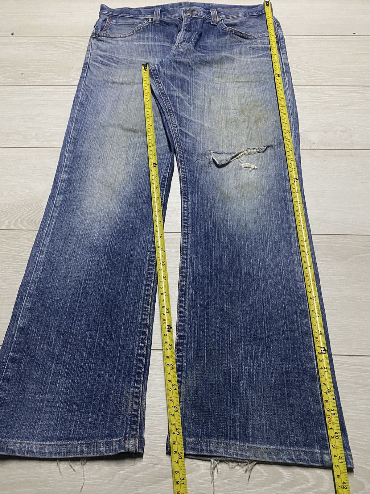 Edwin Japanese Brand Edwin Blue Trip Grunge Distressed Loose Jeans Size US 35 - 17 Thumbnail
