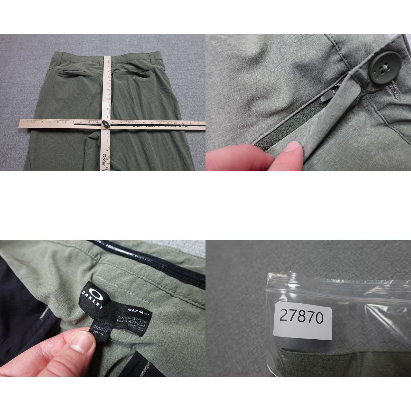 Oakley Oakley Pants Mens 34x32 Green Regular Chino Lightweight Golf Casual Slim Fit Featuring Pockets Front Zip Fly Logo Size US 34 / EU 50 - 8 Thumbnail