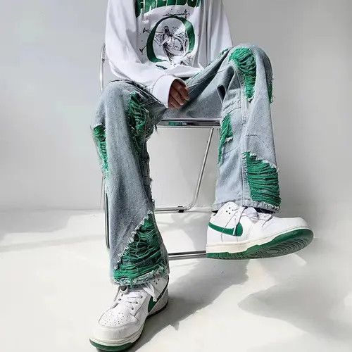 VIBE Vintage tie-dye ripped loose straight jeans Size US 32 / EU 48 - 2 Thumbnail