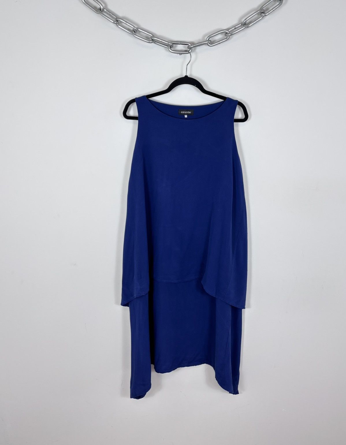 eskandar Eskandar Women’s Lapis Crepe Cascading Sides Silk Dress Size ONE SIZE - 1 Thumbnail