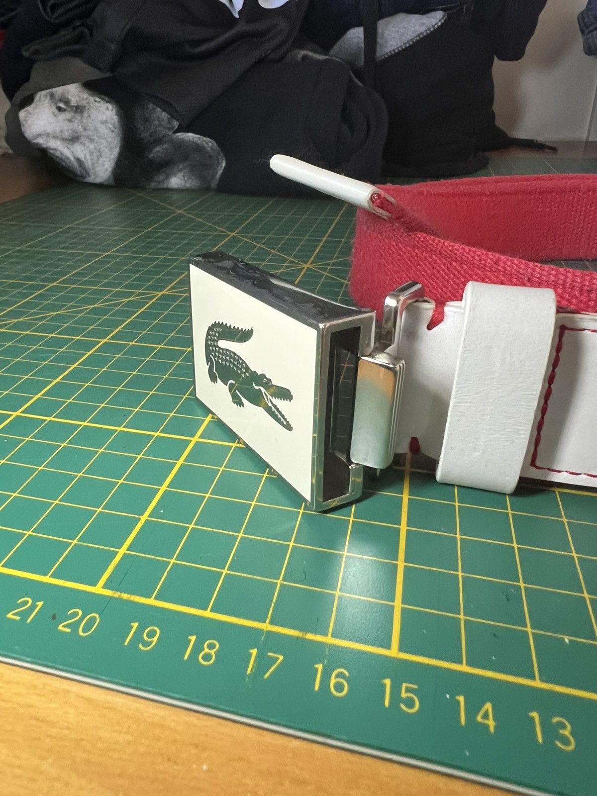 Lacoste Vintage Lacoste metal logo buckle woven fabric strap belt Size ONE SIZE - 4 Thumbnail