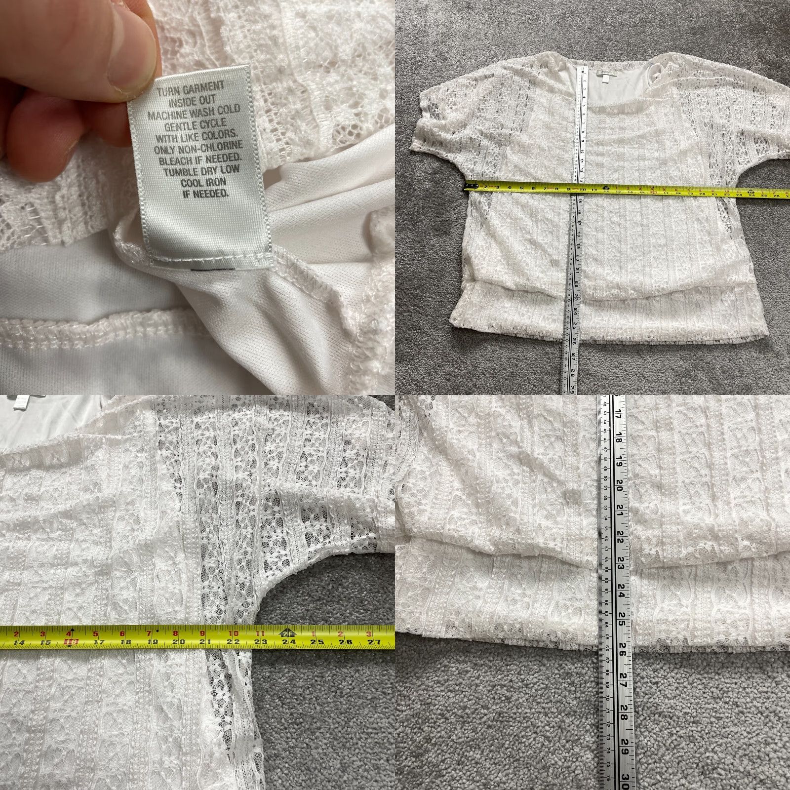 Vintage Dressbarn Blouse Womens 18/20 White Lace Shor Sleeve Lined Round Neck Casual Top Size XXL / US 16-18 / IT 52-54 - 8 Thumbnail