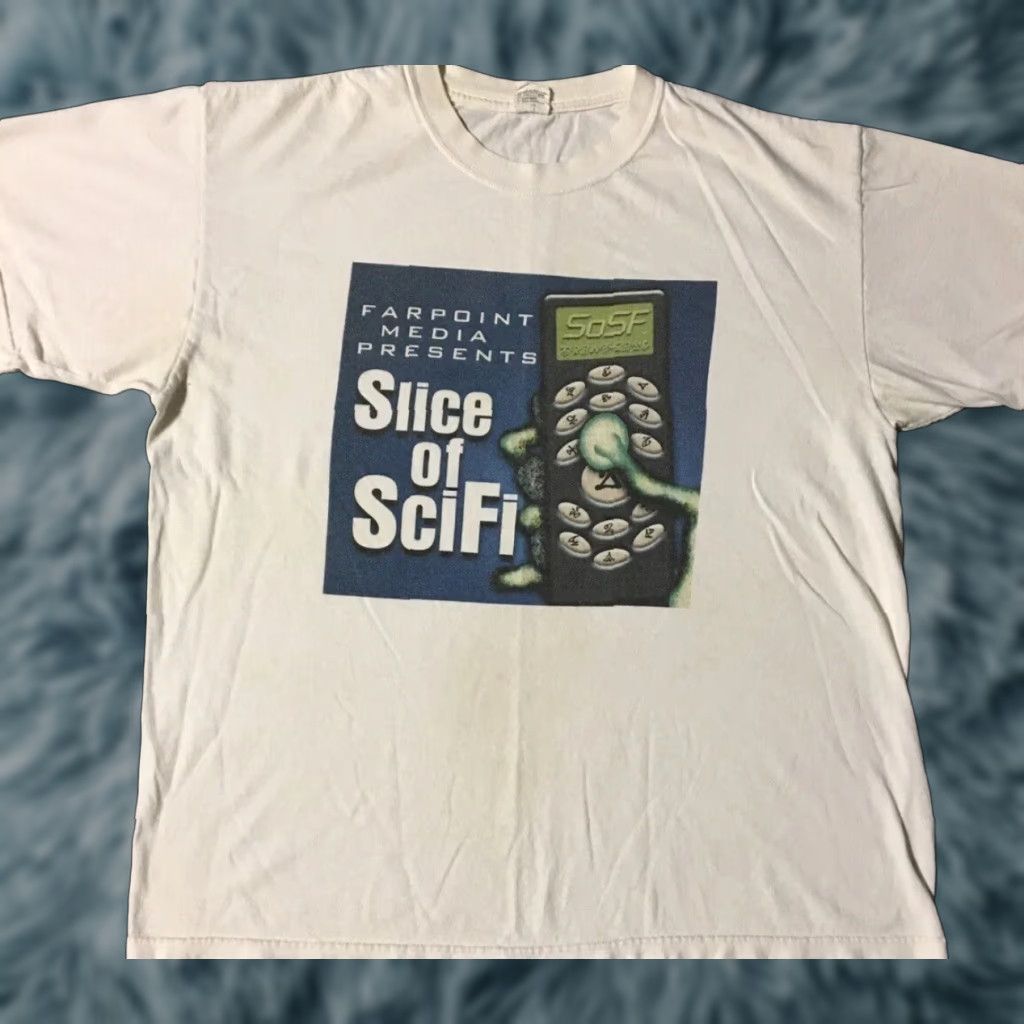 Vintage VINTAGE Slice Of SciFi Faded Shirt L White 100% Cotton Graphic Tee The Hundreds TV Movie Fantasy Horror Grunge Y2K 80s 90s USA Mens Size US L / EU 52-54 / 3 - 1 Thumbnail