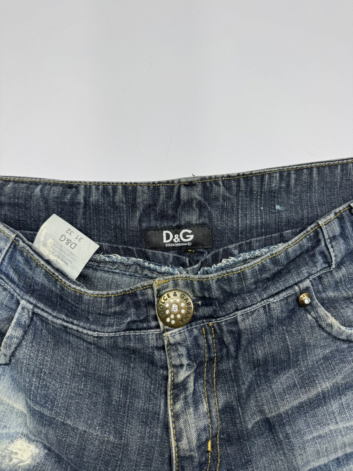Dolce & Gabbana Vintage 00s Dolce Gabbana Flared Distressed Y2k Jeans Size 31" - 17 Thumbnail