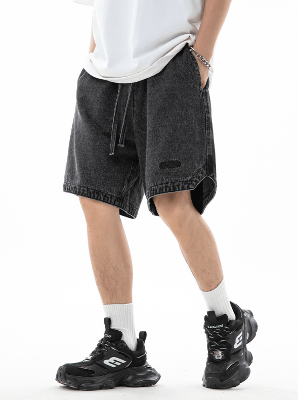 Jean Japanese retro men's embroidered loose denim shorts Size US 32 / EU 48 - 1 Thumbnail