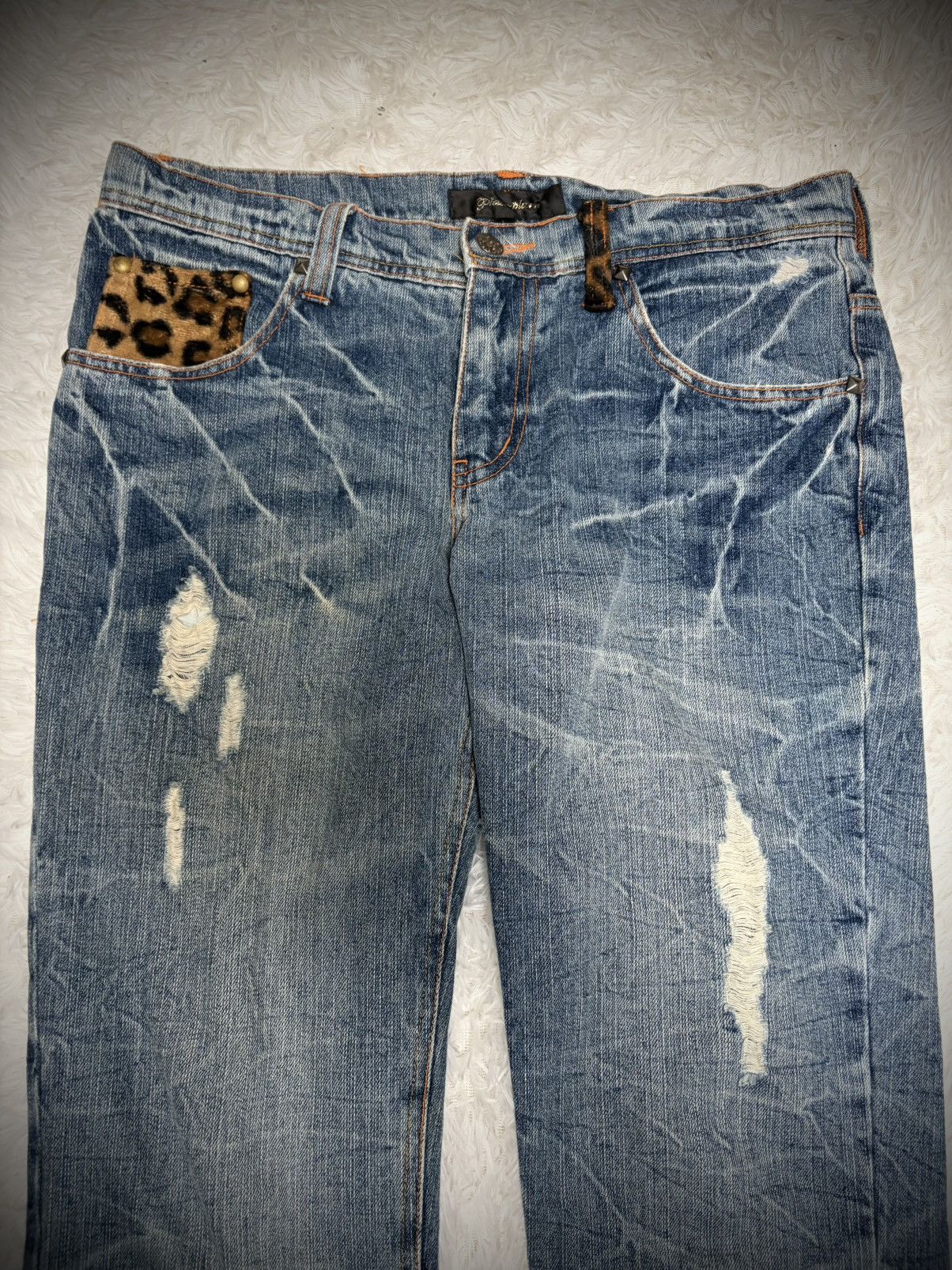 Tornado Mart Rare leopard distressed flared jeans Size US 30 / EU 46 - 2 Thumbnail