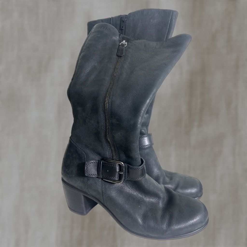 Ecco ECCO Shape 55 Tall Boot Women's 8-8.5 Black Leather Block Heel Side Zip Size US 8 / IT 38 - 1 Thumbnail
