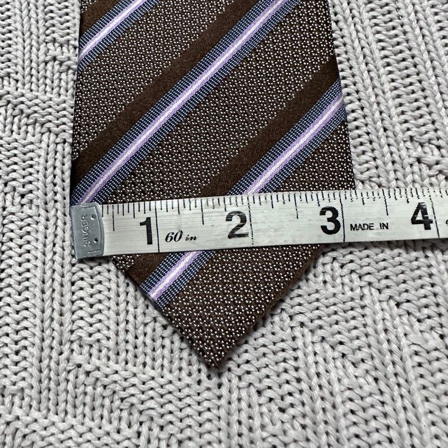 Canali Canali brown striped Italian silk tie Size ONE SIZE - 5 Thumbnail