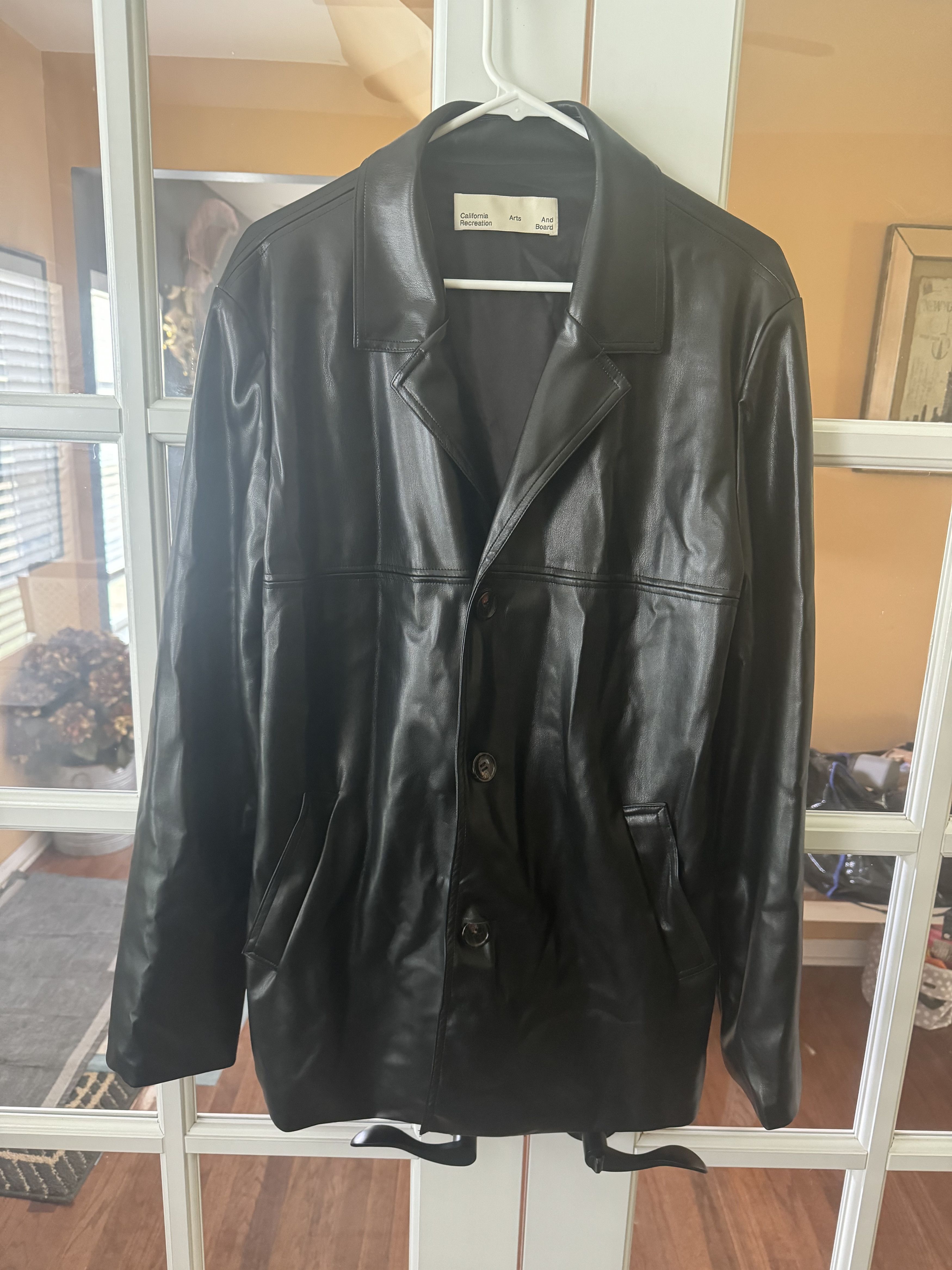 image of California Arts Wiltern Vegan Leather Jacket | Black in Black Silk, Men's (Size Medium)