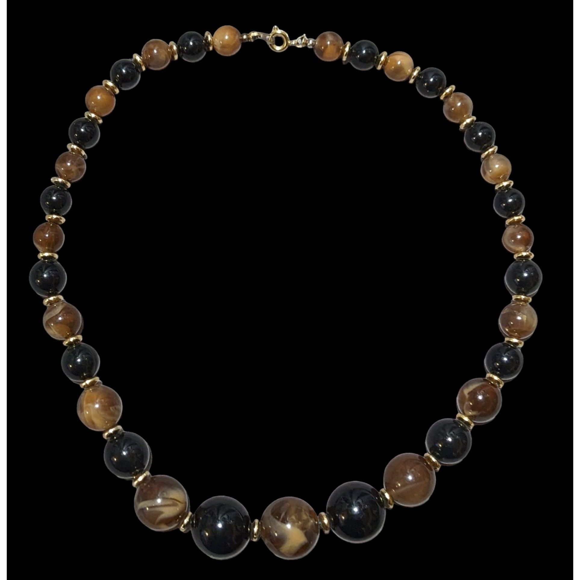Other Elegant Retro Brown And Black Beaded Necklace Size ONE SIZE - 1 Thumbnail