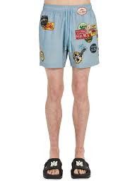 Amiri os11x1225 Station Patch Swim Trunks in Blue Size US 34 / EU 50 - 2 Thumbnail