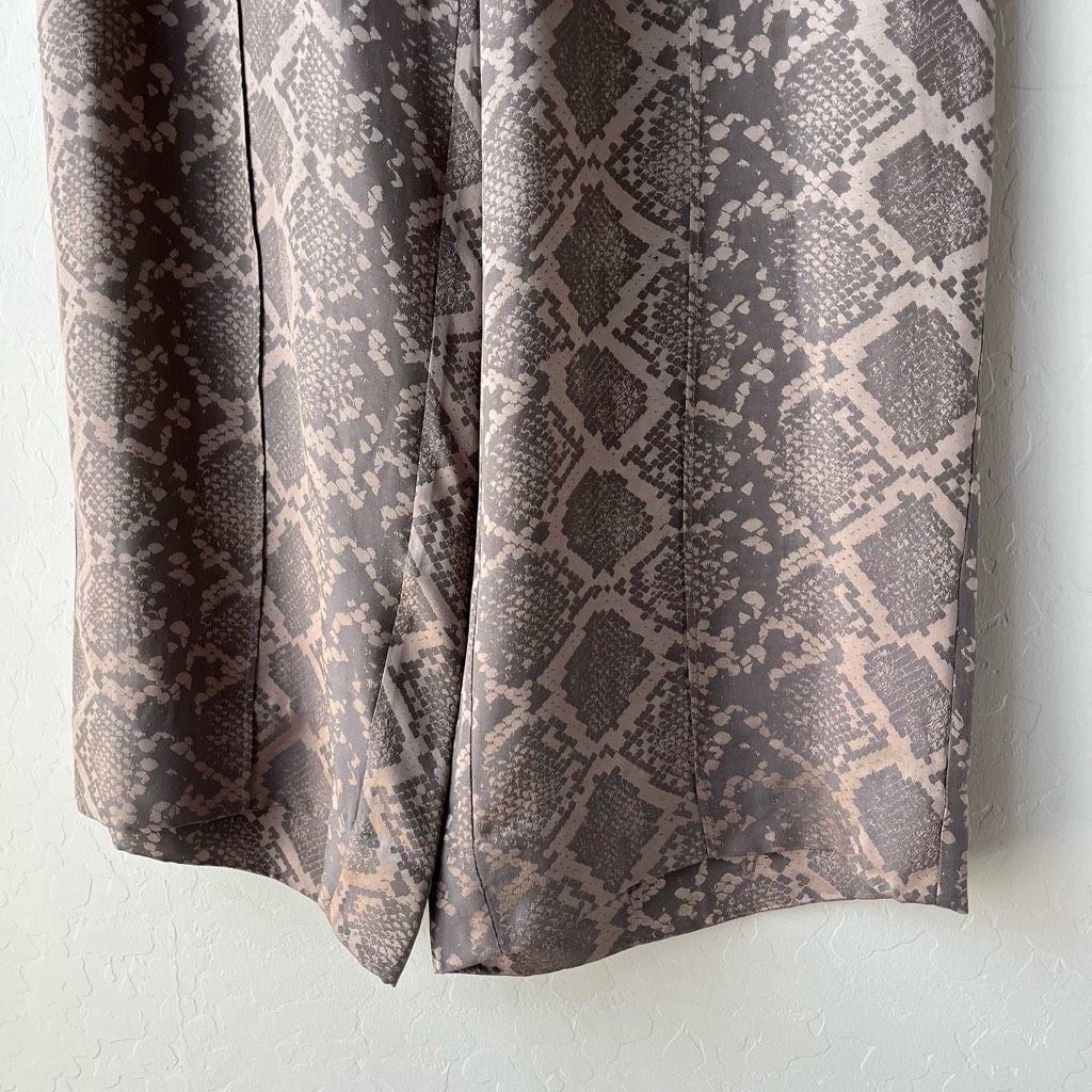 NEW SIMKHAI Trouser Pants Snakeskin Wide Leg Brown Python Pr