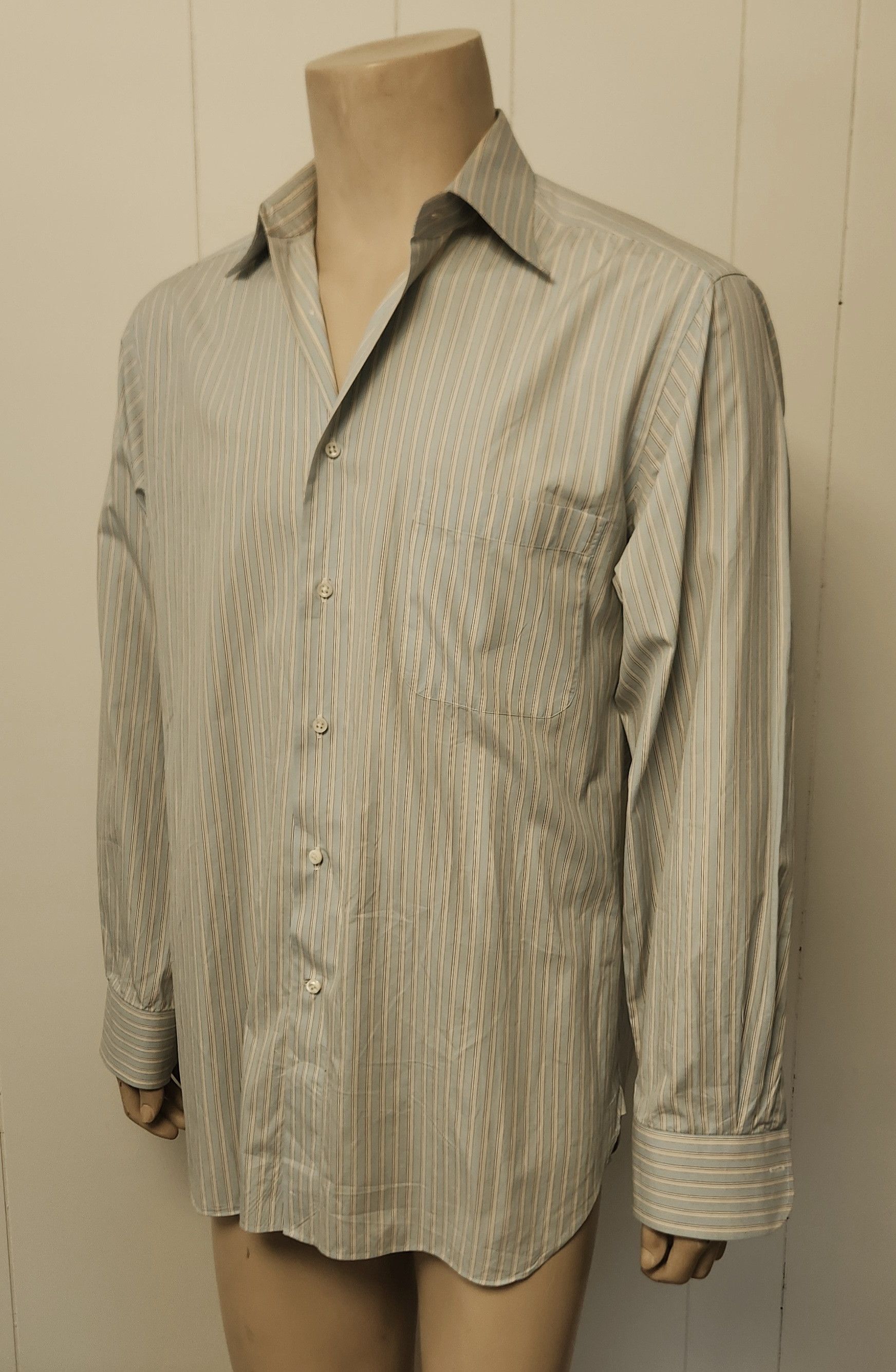 Ermenegildo Zegna Zegna men's striped shirt L cotton button front Size US L / EU 52-54 / 3 - 3 Thumbnail