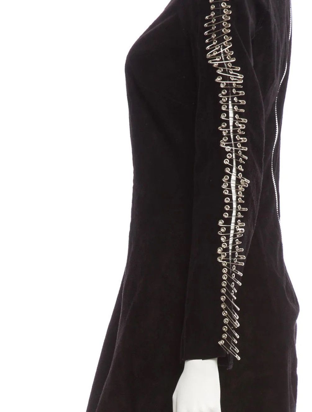 Balmain BALMAIN Decarnin SS2011 Safety Pin Suede Dress Leather Black Size S / US 4 / IT 40 - 3 Thumbnail