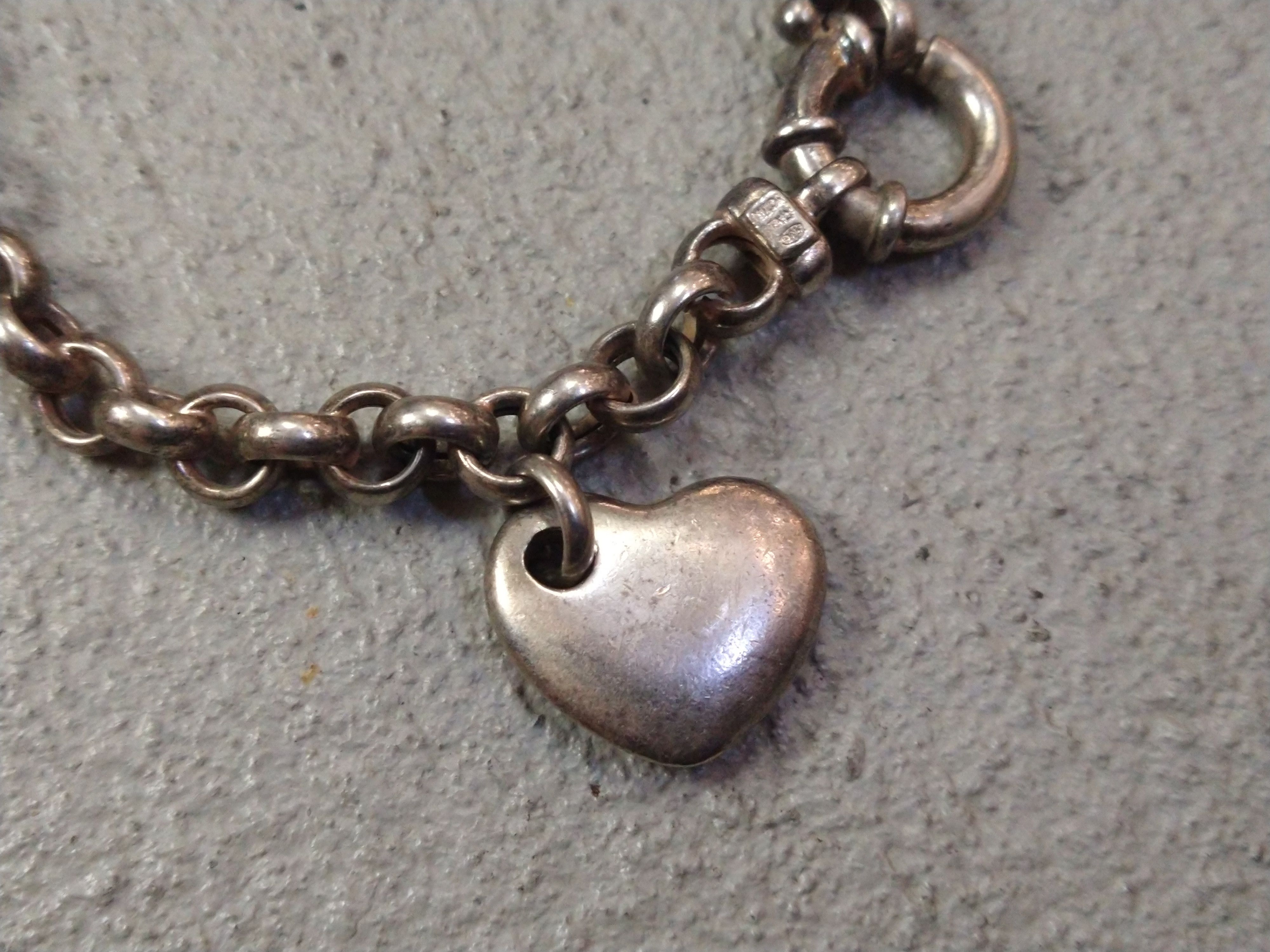 Jewelry Vintage Sterling Silver Bracelet Heart Round Italy 7.75" Y2K Size ONE SIZE - 3 Thumbnail