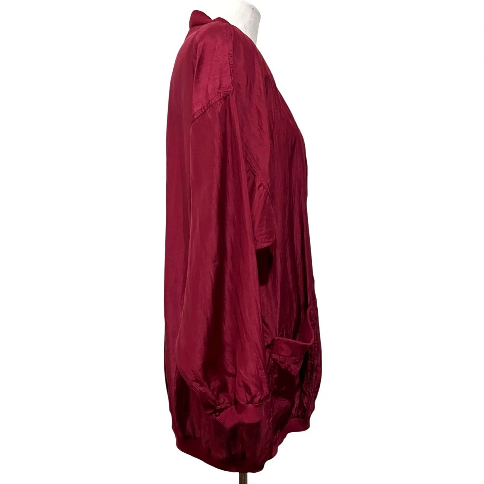 Vintage VINTAGE Adam Douglas Sport Cardigan Jacket Women's L Burgundy Silk Button Front Pockets Size L / US 10 / IT 46 - 6 Thumbnail