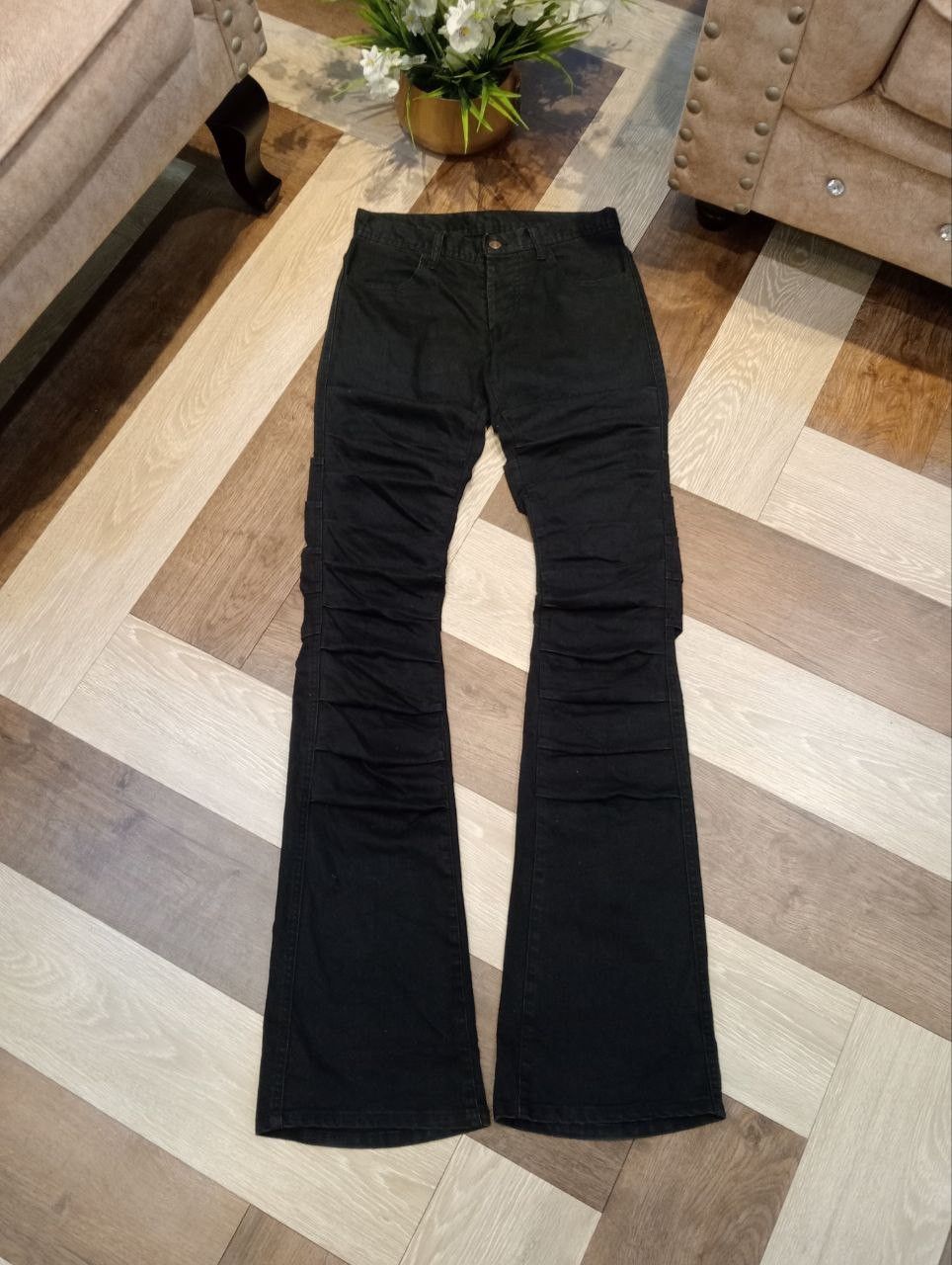 Japanese Brand THEE OLD CIRCUS 1973 BLACK WRINKLE FLARED PANTS Size US 29 - 1 Thumbnail
