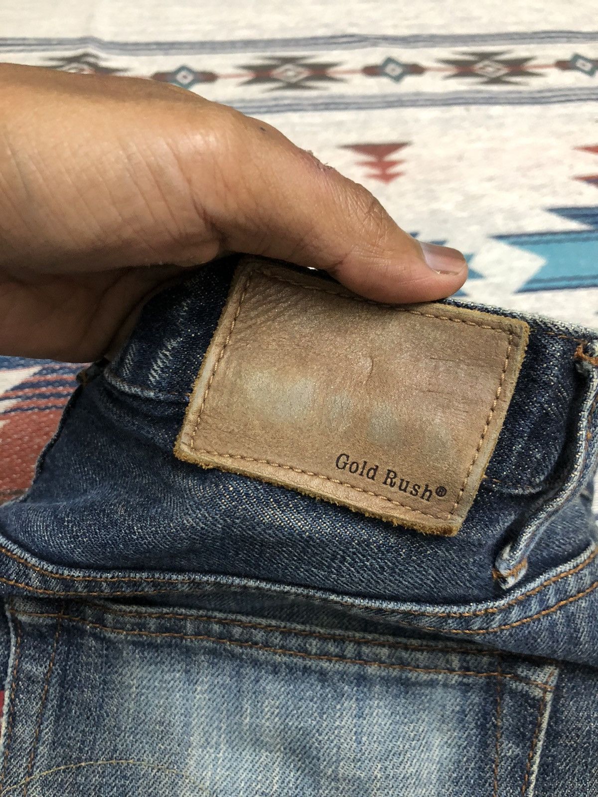 Japanese Brand WIDE LEG GOLD RUSH DISTRESSED DENIM Size US 30 / EU 46 - 5 Thumbnail