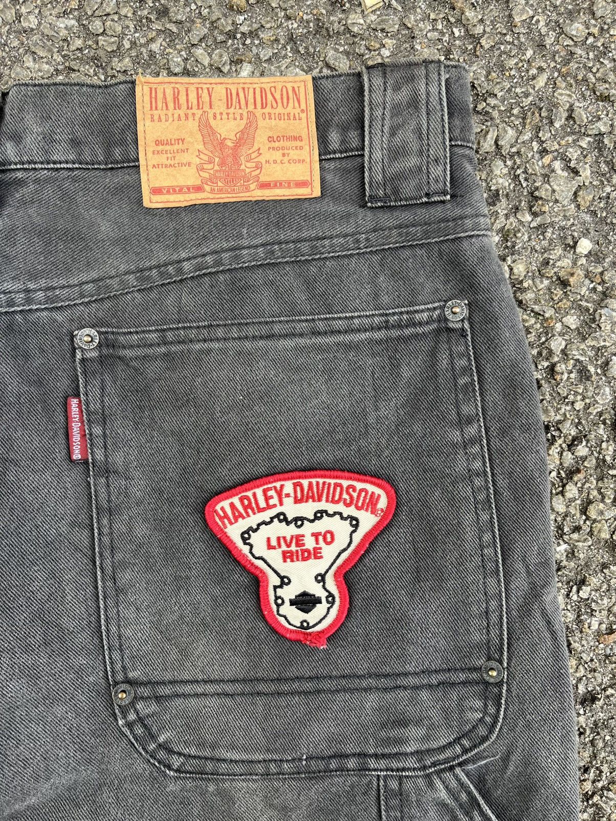 Harley Davidson Y2K Harley Davidson Carpenter Faded Black Baggy Skater Jeans Size US 34 / EU 50 - 12 Thumbnail