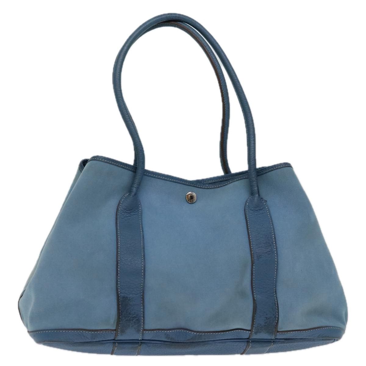 image of Hermes Garden Party Pm Hand Bag Canvas Light Blue Auth 69609, Women's