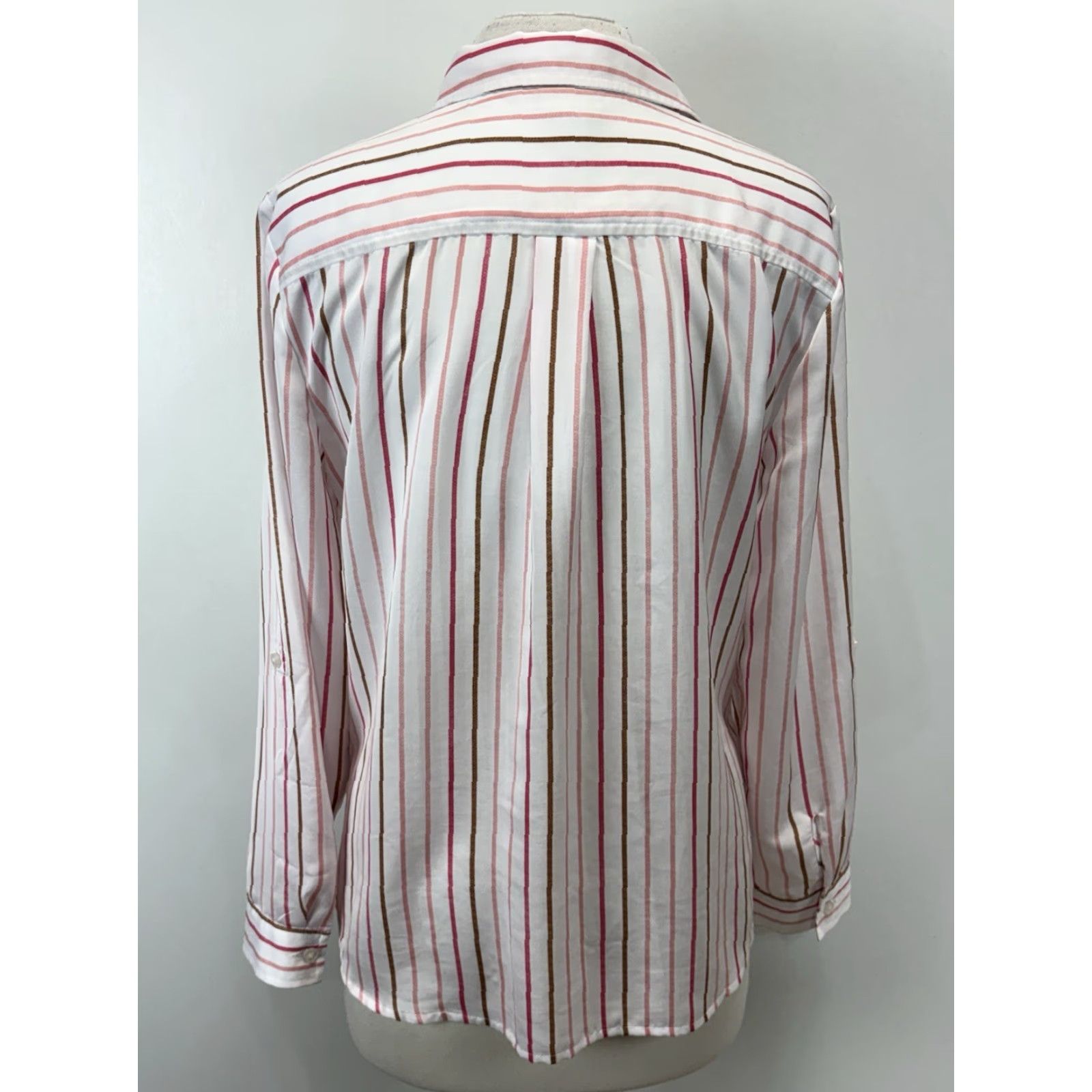 Vintage Chicos Striped Button Up Shirt Sz 1 US Medium White Pink 2 Pocket Lightweight Size M / US 6-8 / IT 42-44 - 3 Thumbnail