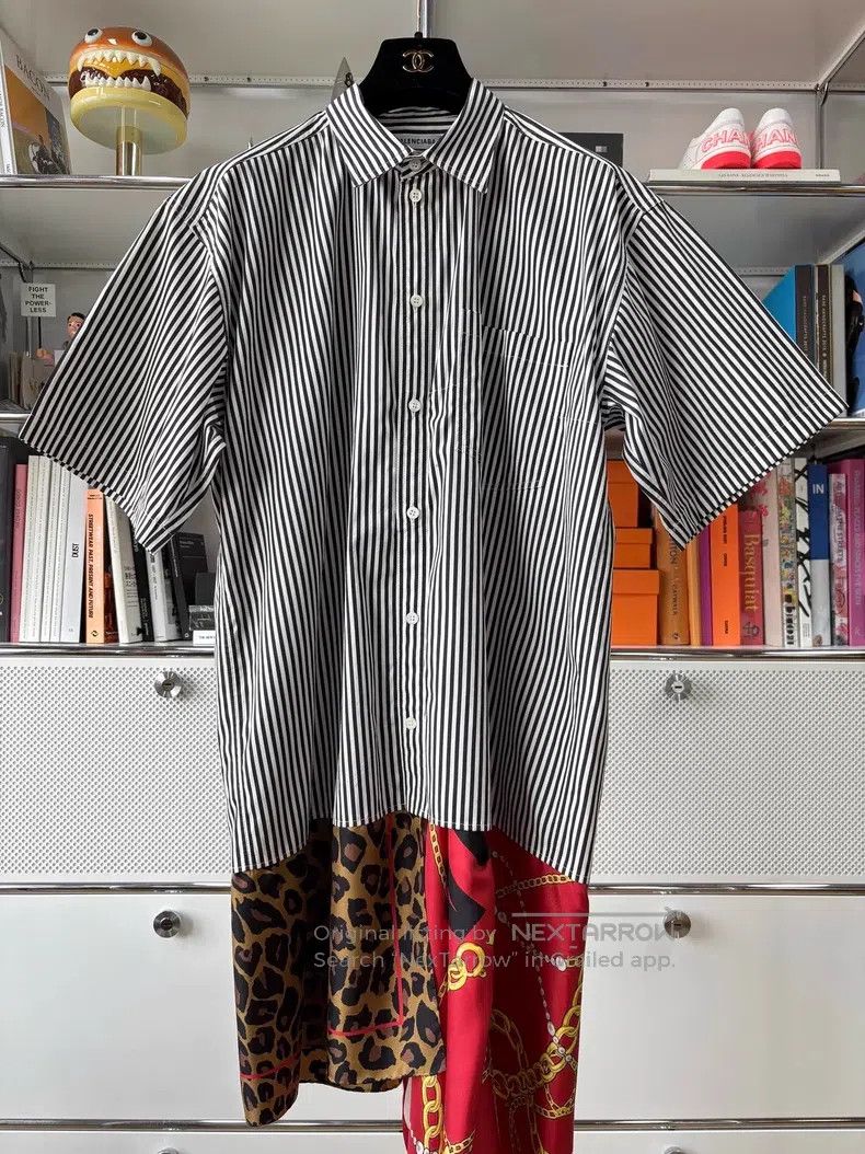 Balenciaga Balenciaga Black and White Striped Silk Shirt Dress Size XXS / US 00 / IT 34 - 3 Thumbnail
