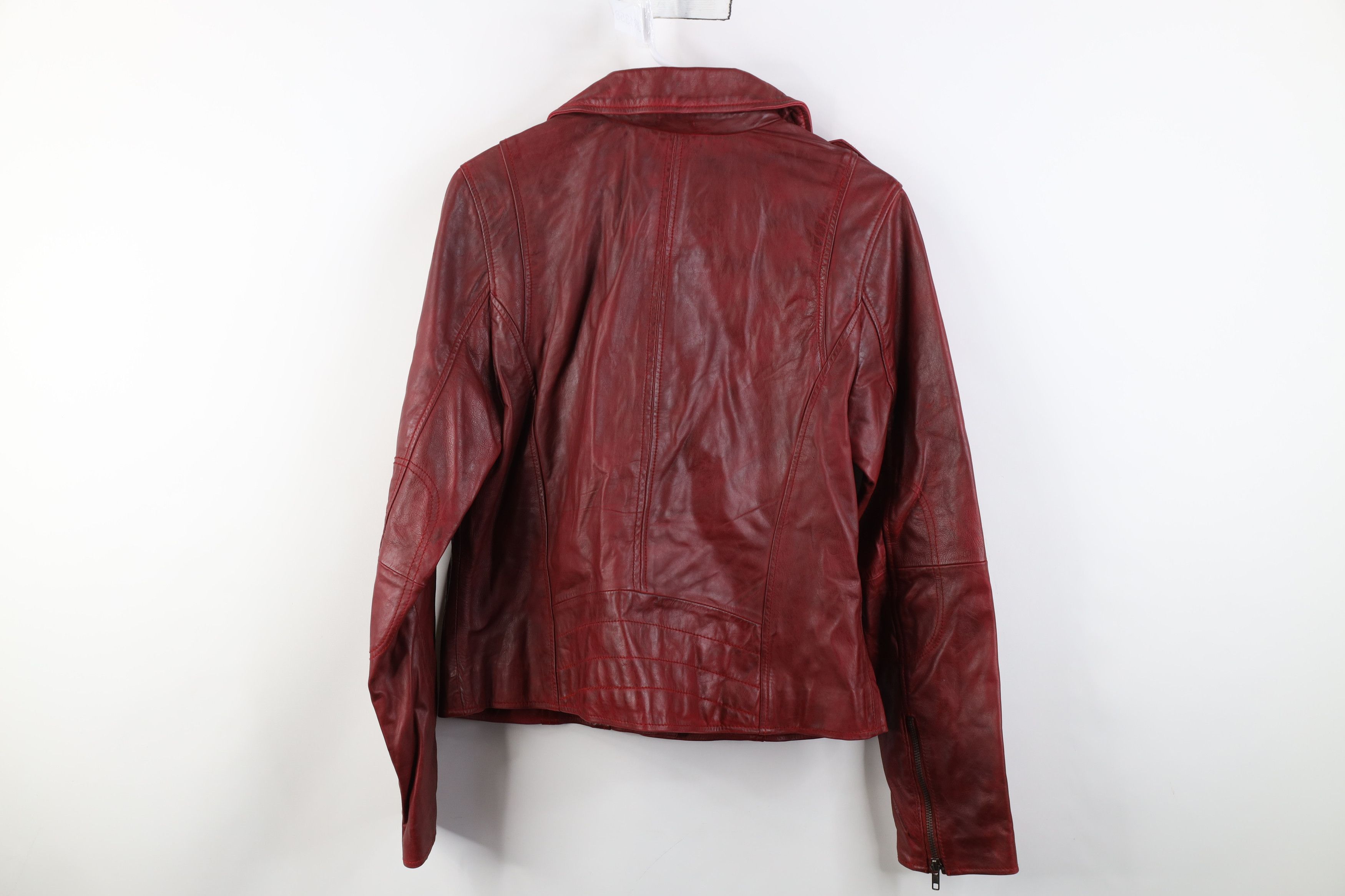 Vintage Vintage Streetwear Zip Leather Motorcycle Jacket Red Size L / US 10 / IT 46 - 13 Thumbnail
