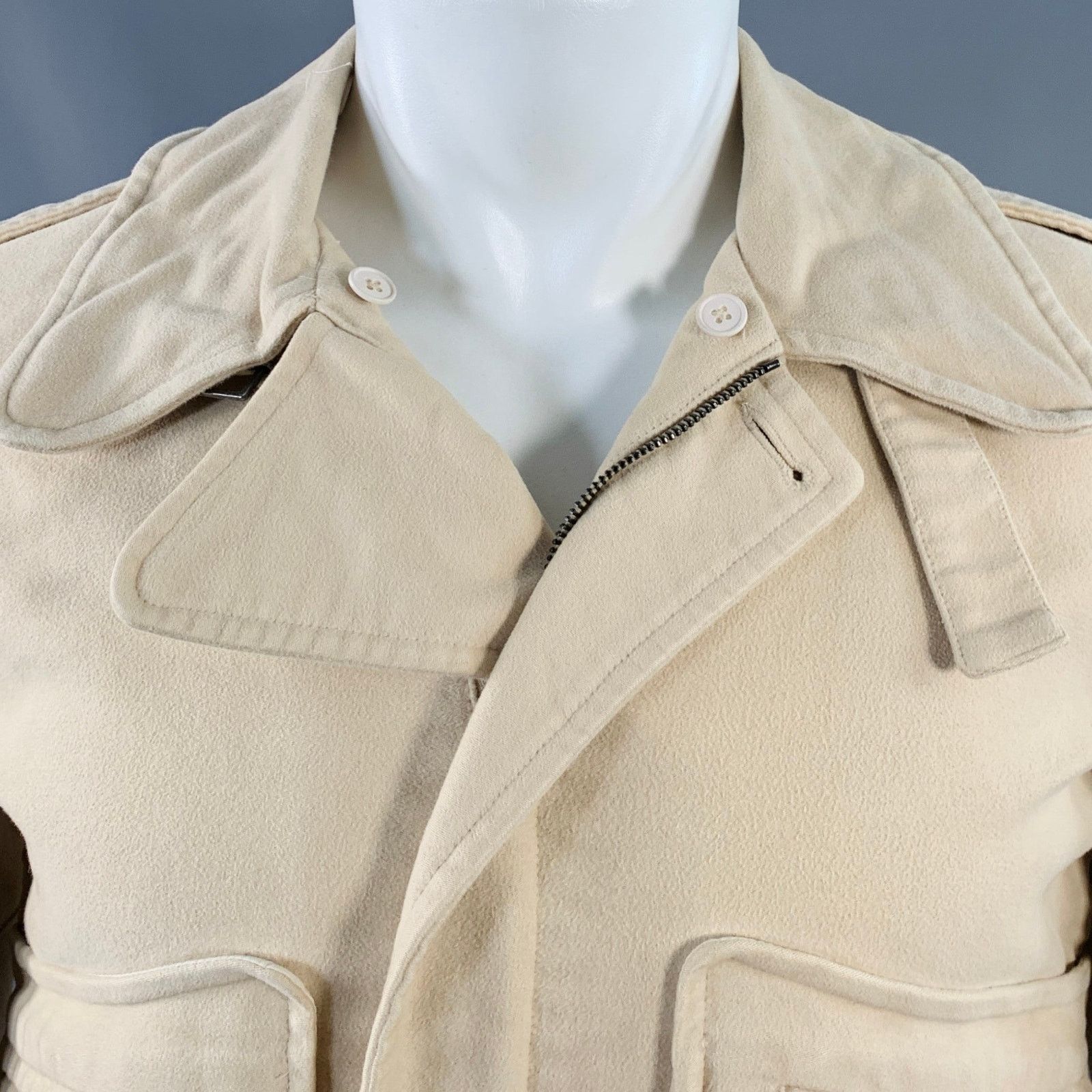 A.P.C. A.P.C Beige Cotton Moleskin Blouson Hidden Placket Jacket Size US S / EU 44-46 / 1 - 2 Thumbnail