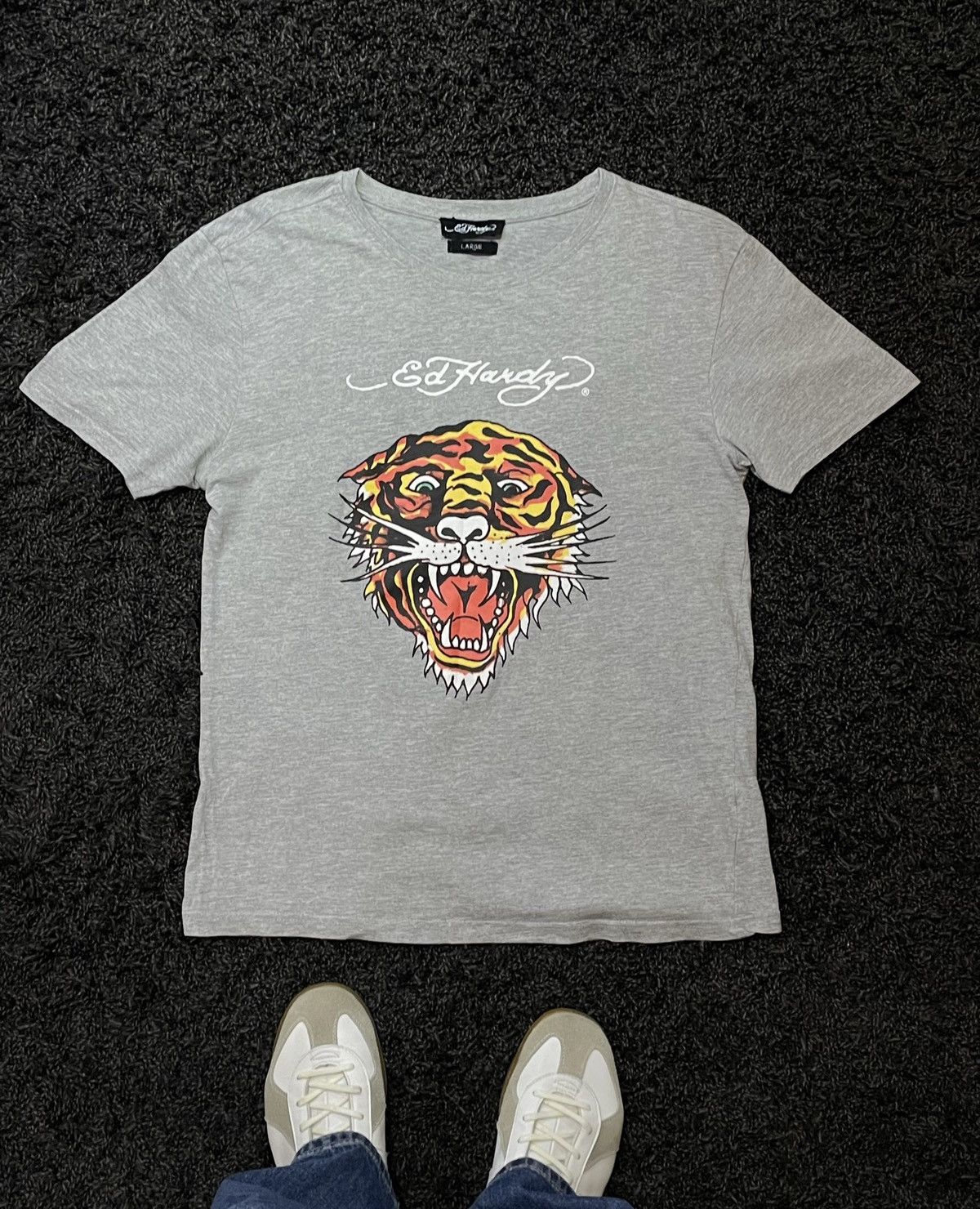 Ed Hardy VINTAGE ED HARDY TIGER LOGO Y2K T-SHIRT TOP Japan Style Size US L / EU 52-54 / 3 - 1 Thumbnail