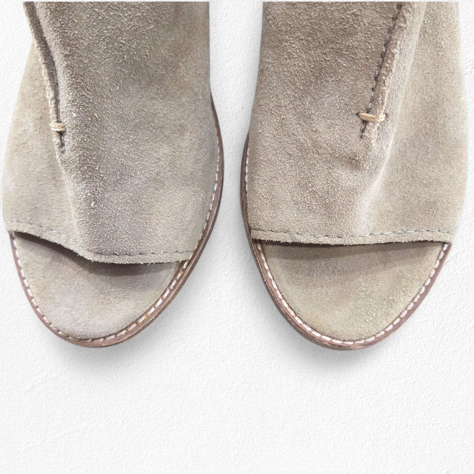 Frye Frye Taupe Suede Peep Toe Slingback Booties Size 8 Size US 8 / IT 38 - 3 Thumbnail