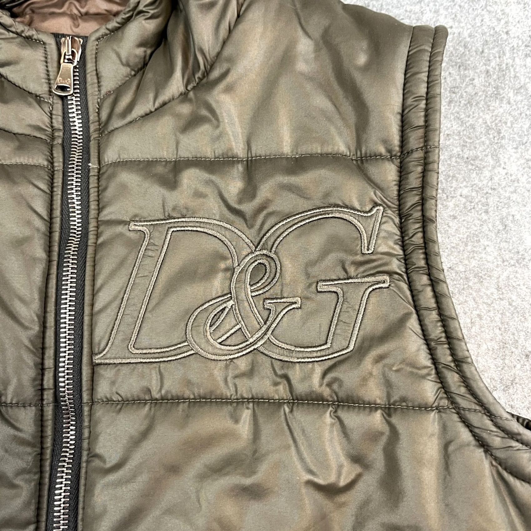 Dolce & Gabbana VINTAGE Dolce&Gabbana Mens Gilet Padded Small Bronze Brown Logo Designer Jacket Size US XXS / EU 40 - 5 Thumbnail