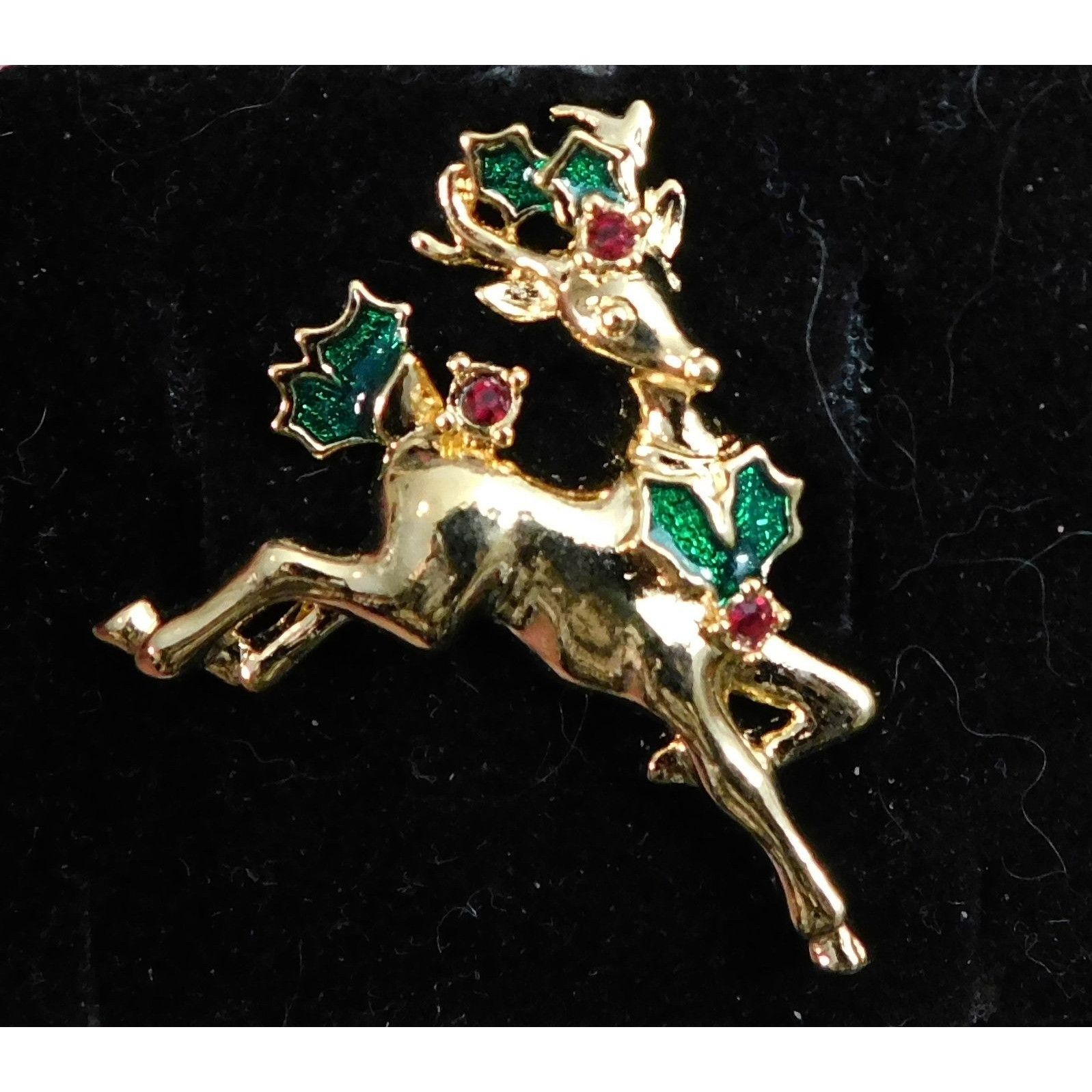 Other Vintage Avon Holiday Reindeer Holly Brooch Size ONE SIZE - 1 Thumbnail
