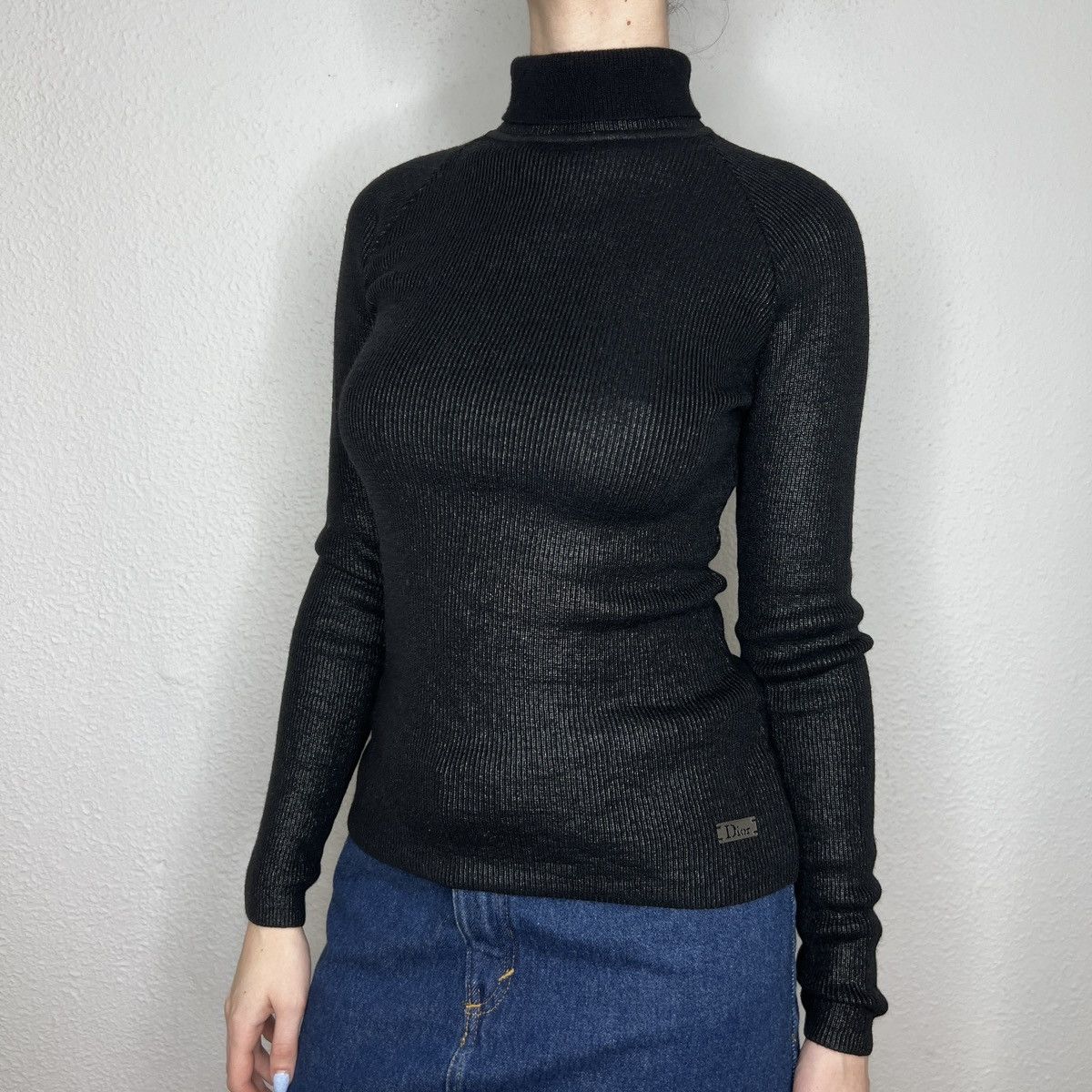 Christian Dior Monsieur Christian Dior Paris Glitter Wool Top Turtleneck Y2K Retro Size S / US 4 / IT 40 - 1 Thumbnail