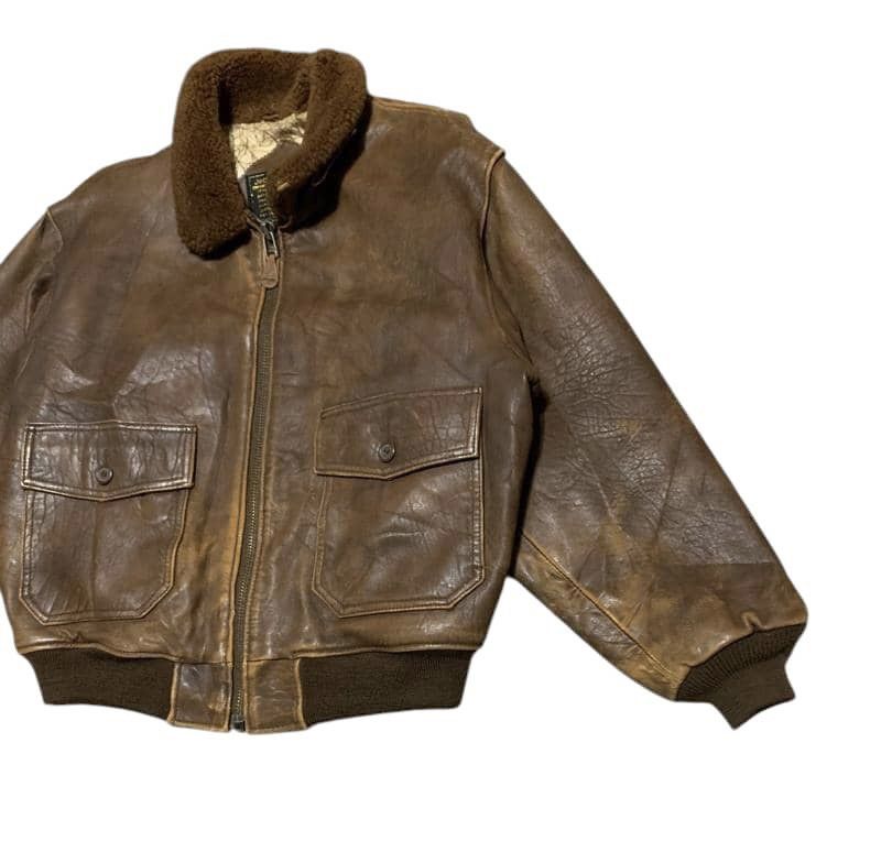 Vintage Vintage Military Leather Bomber Jacket Size US L / EU 52-54 / 3 - 3 Thumbnail