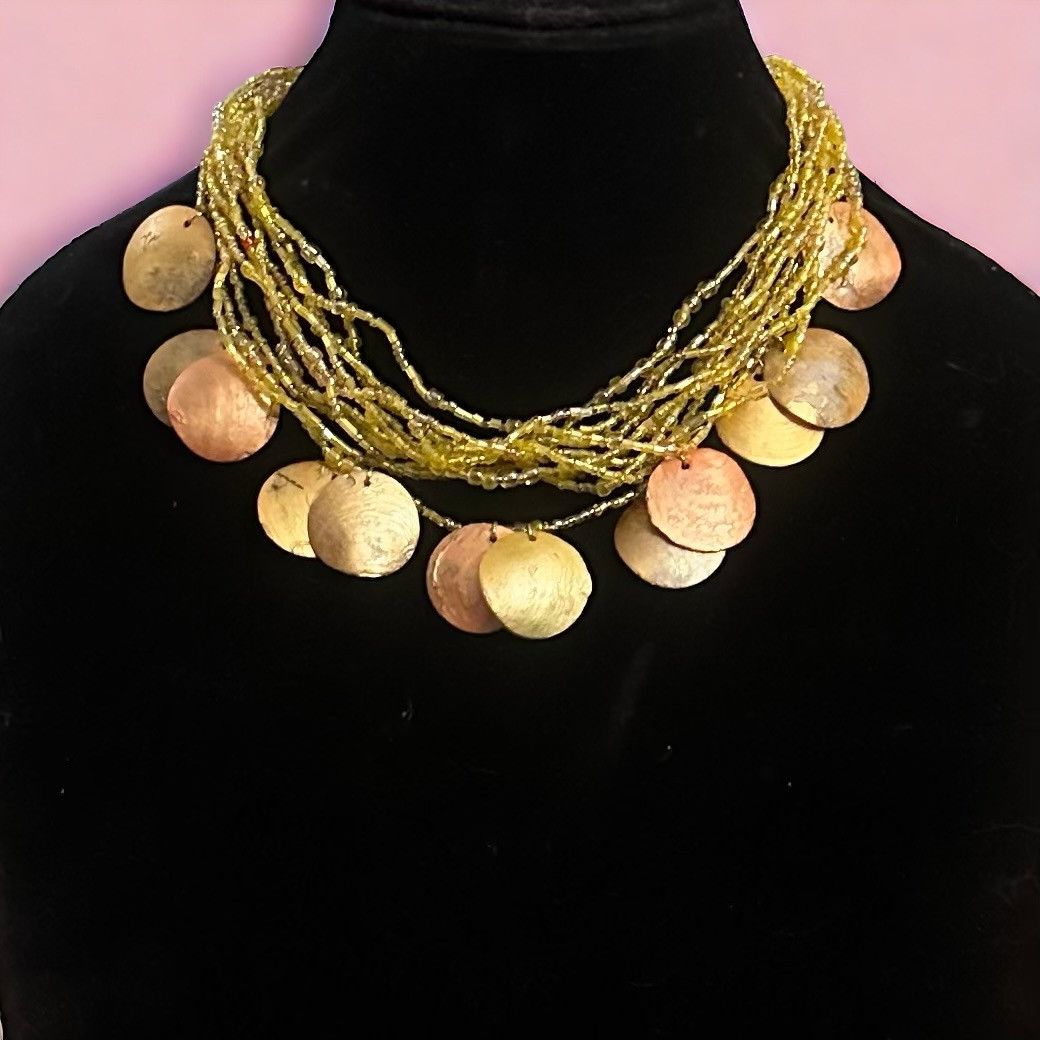 Other Multi strand yellow seed bead shell dangle necklace Size ONE SIZE - 1 Thumbnail