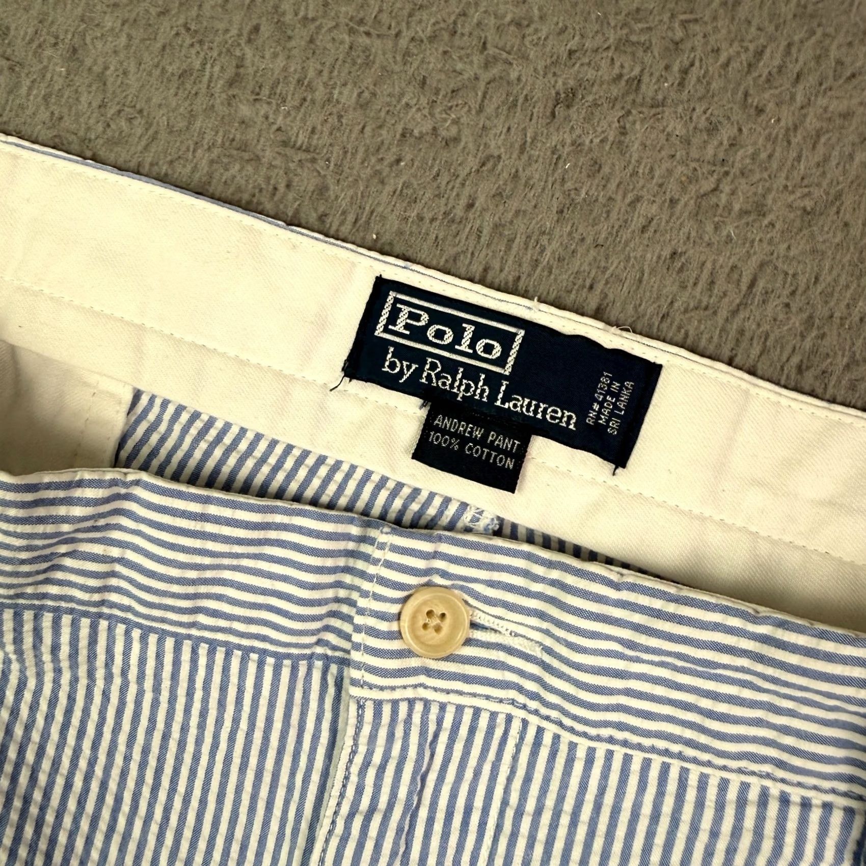 Polo Ralph Lauren Vintage Polo Ralph Lauren Seersucker Pants Mens 40x30 Blue Striped Pleated Size US L / EU 52-54 / 3 - 3 Thumbnail