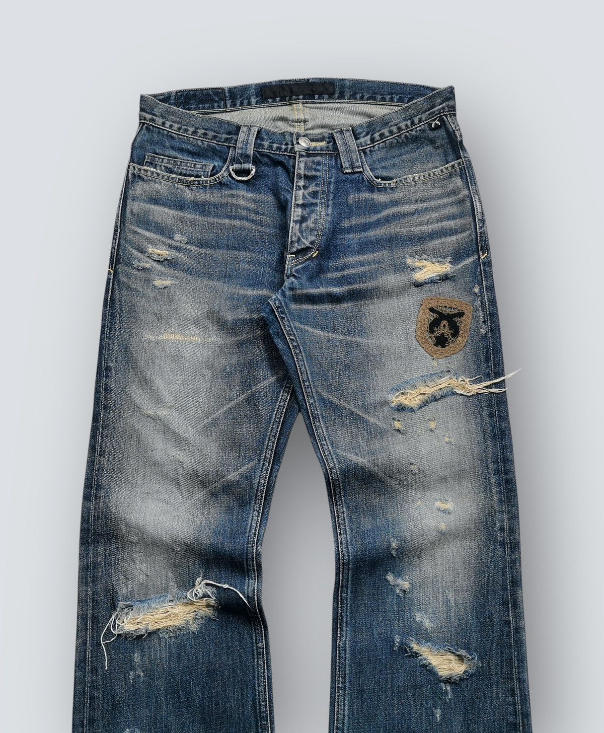 Mastermind Japan Mastermind Roarguns Roar Cross Guns Distressed Denim Jeans Size US 32 / EU 48 - 3 Thumbnail