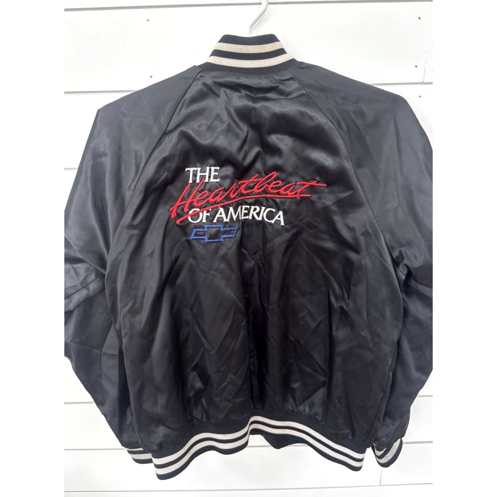 Vintage VINTAGE Chevy Satin Jacket Mens Large Black USA Horizon Embroidered Zip Satin Jacket Satin Zip Johnson Dodge Boys Theme Mens Size US L / EU 52-54 / 3 - 2 Thumbnail
