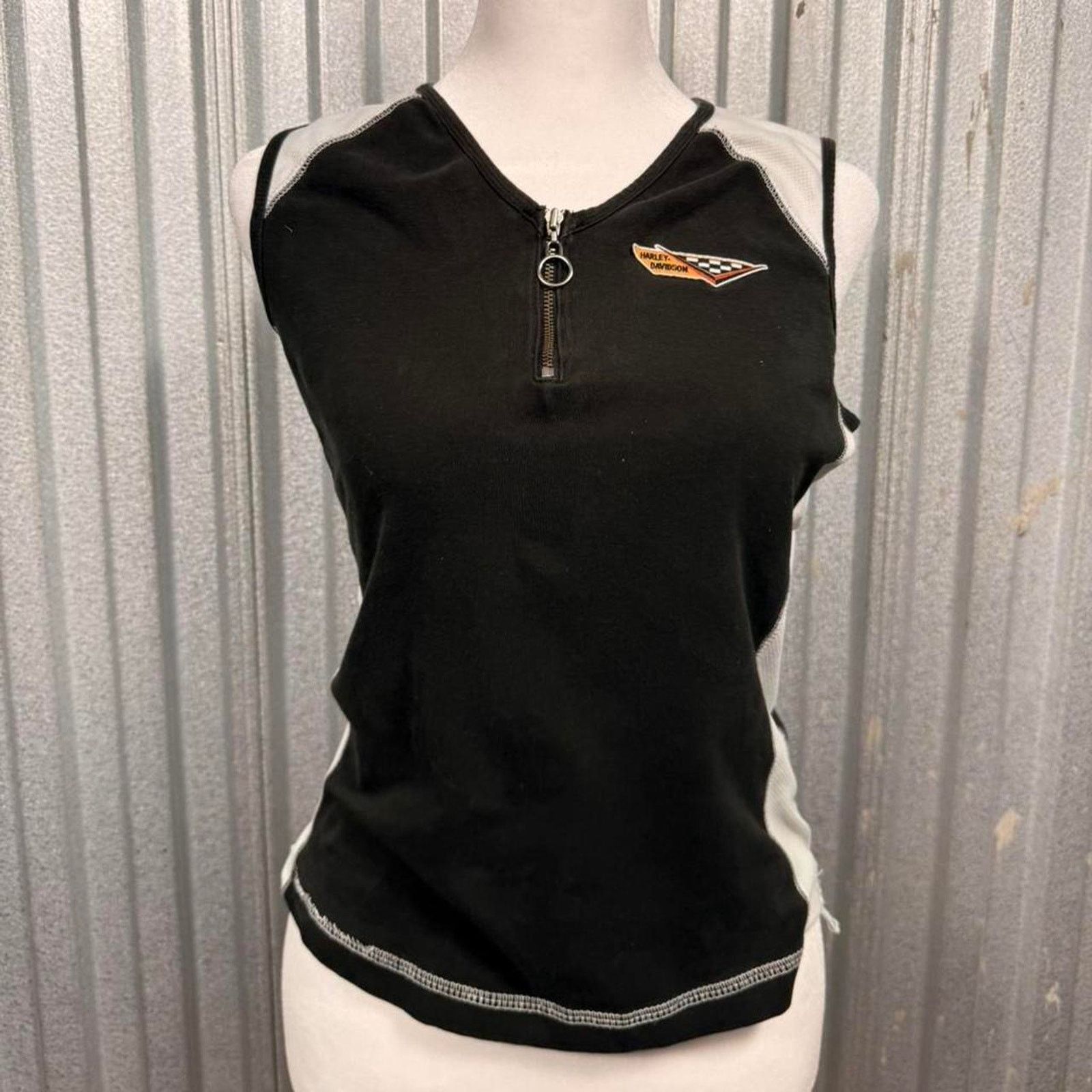 Harley Davidson Harley Davidson black & white tank top with zipper detail Size M / US 6-8 / IT 42-44 - 1 Thumbnail