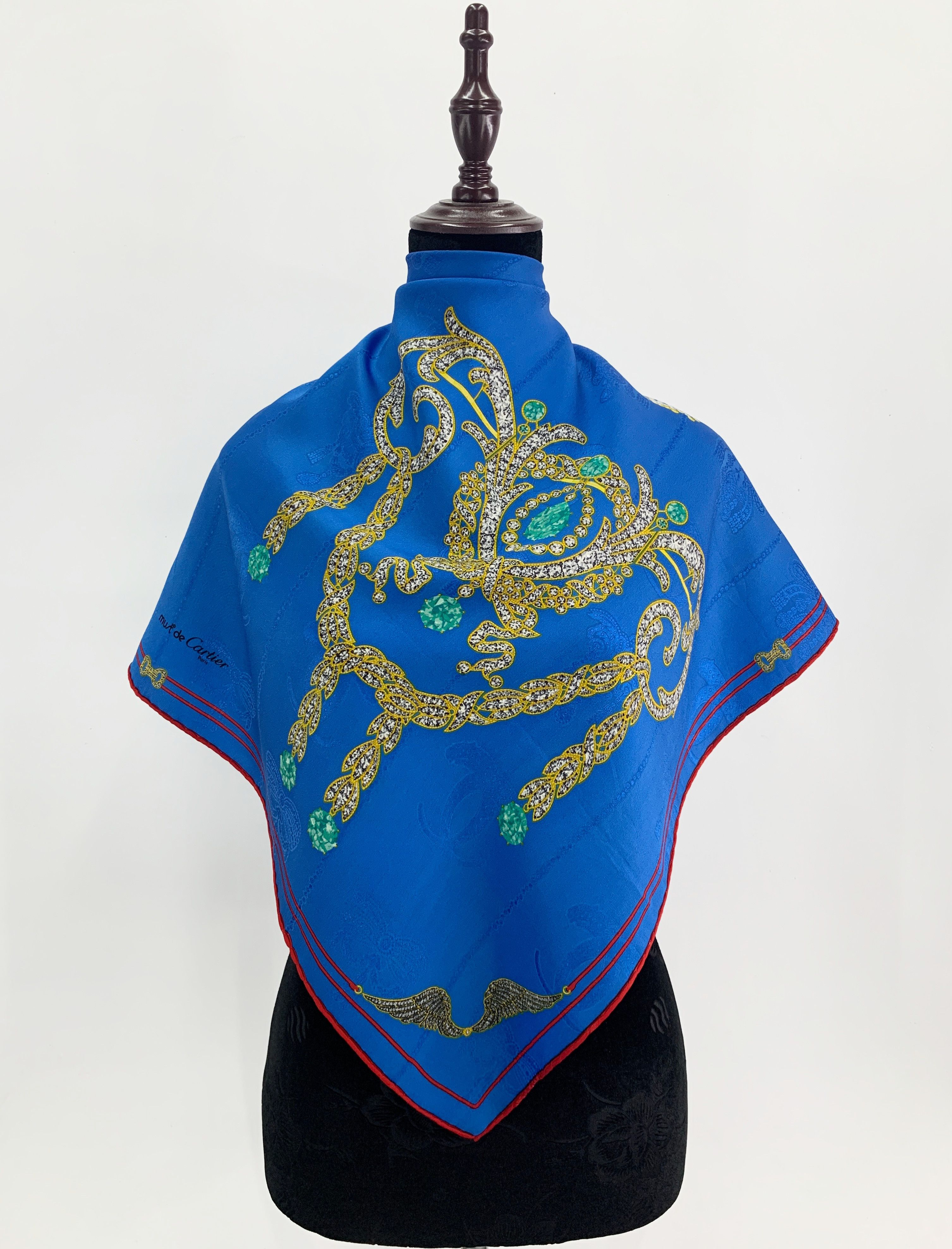 Vintage must de Cartier Silk Scarf Neckwear Foulard - SCA847