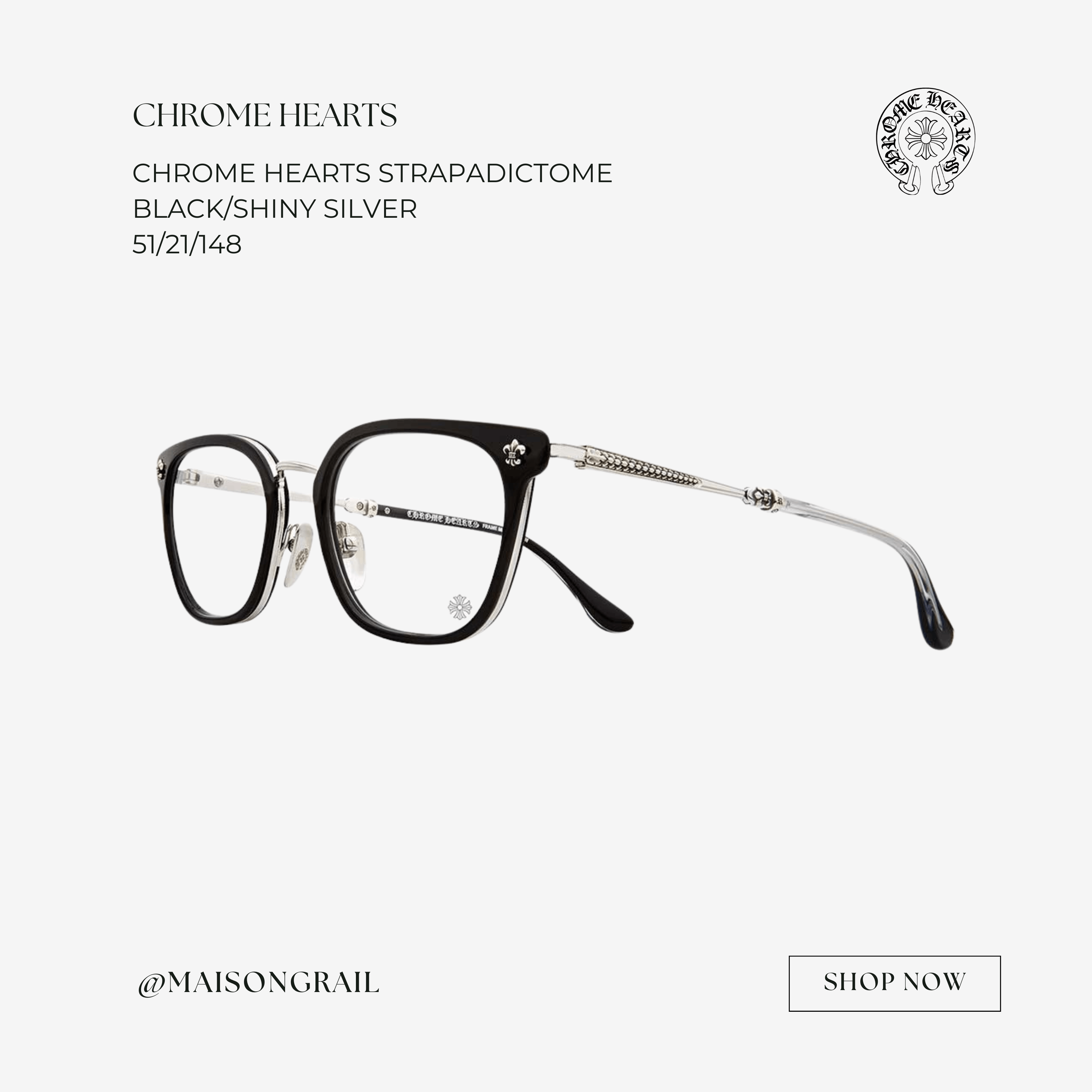 Chrome Hearts CHROME HEARTS STRAPADICTOME BLACK/SHINY SILVER
