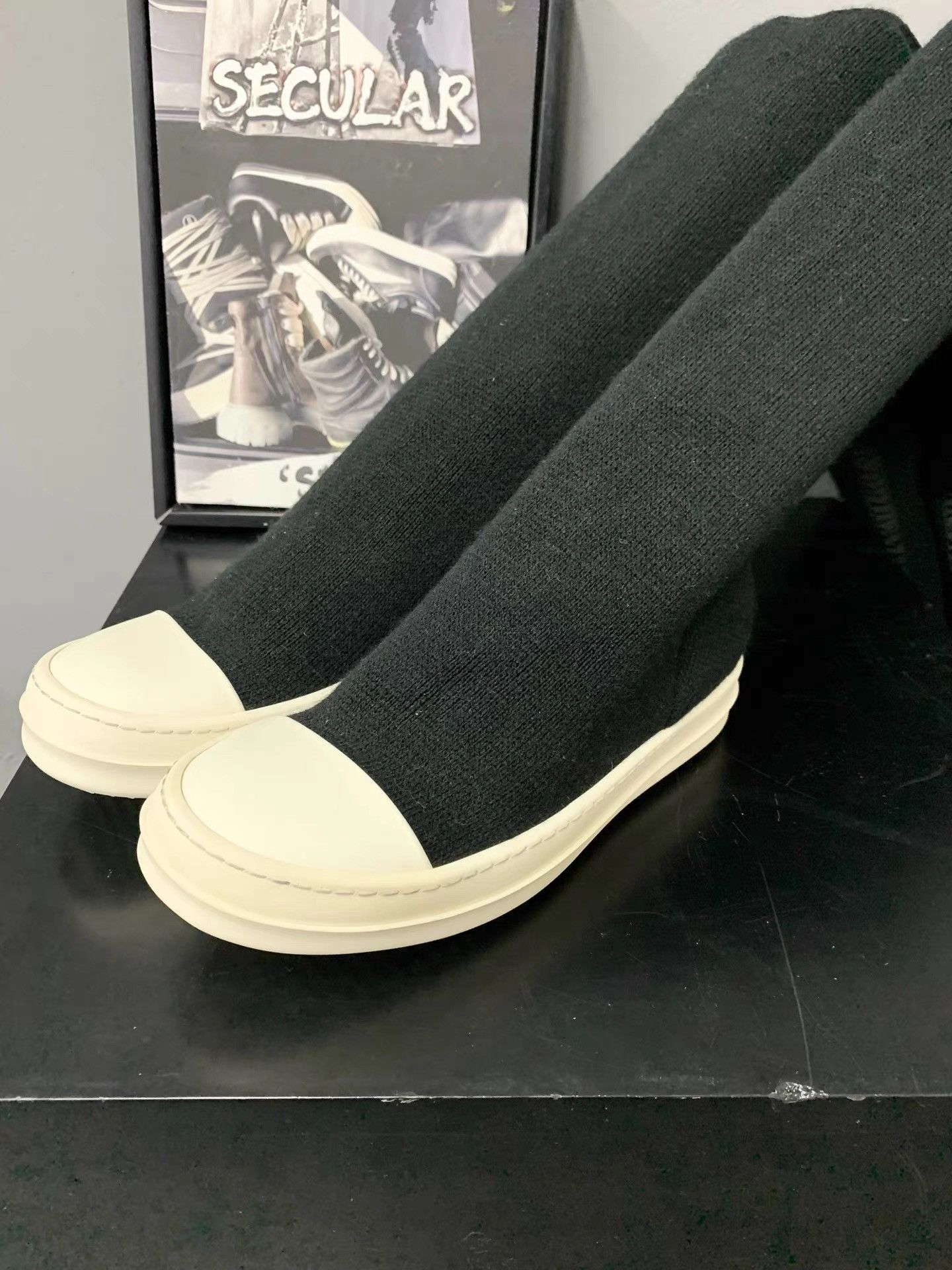 Rick Owens Rick Owens Over‑Knee Goddess Boots K34 Size US 5.5 / IT 35.5 - 3 Thumbnail