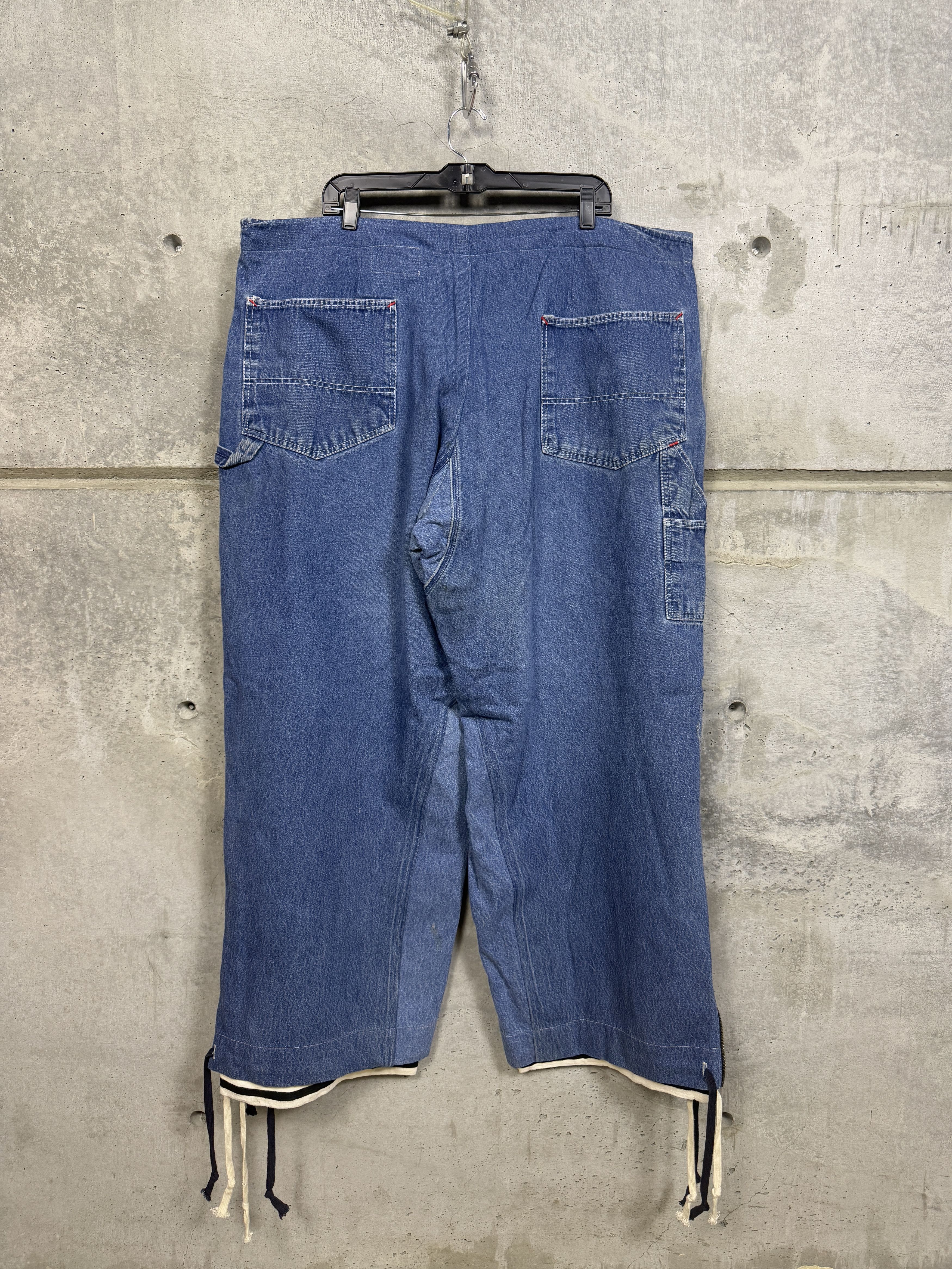 Greg Lauren Greg Lauren Denim/ Stripe Wide Leg Lounge Zip Pants Size US 42 / EU 58 - 6 Thumbnail