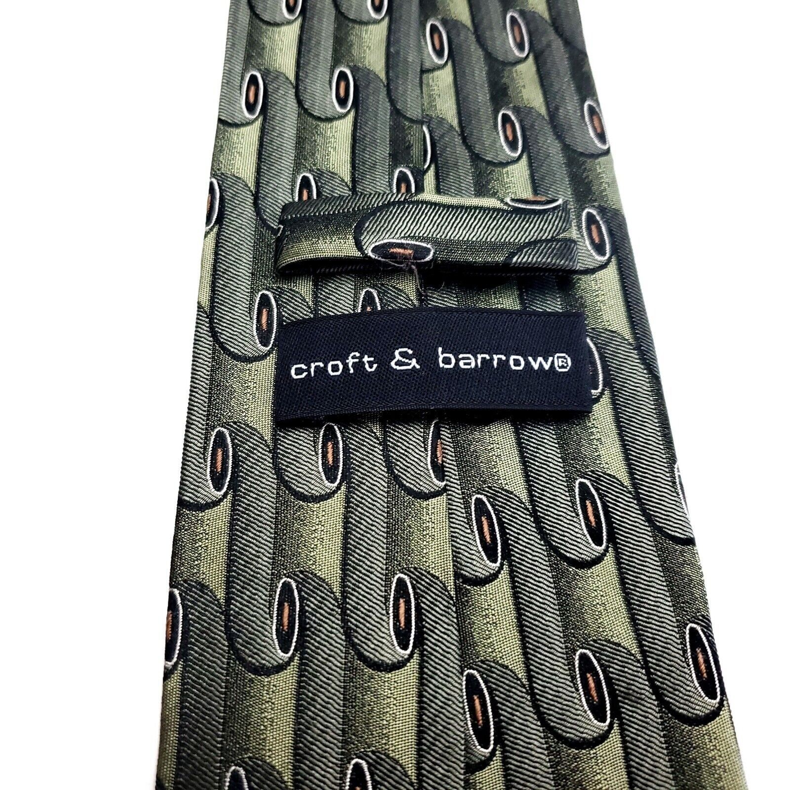 Croft & Barrow Croft & Barrow Green Silk Tie Woven Geometric Size ONE SIZE - 4 Thumbnail